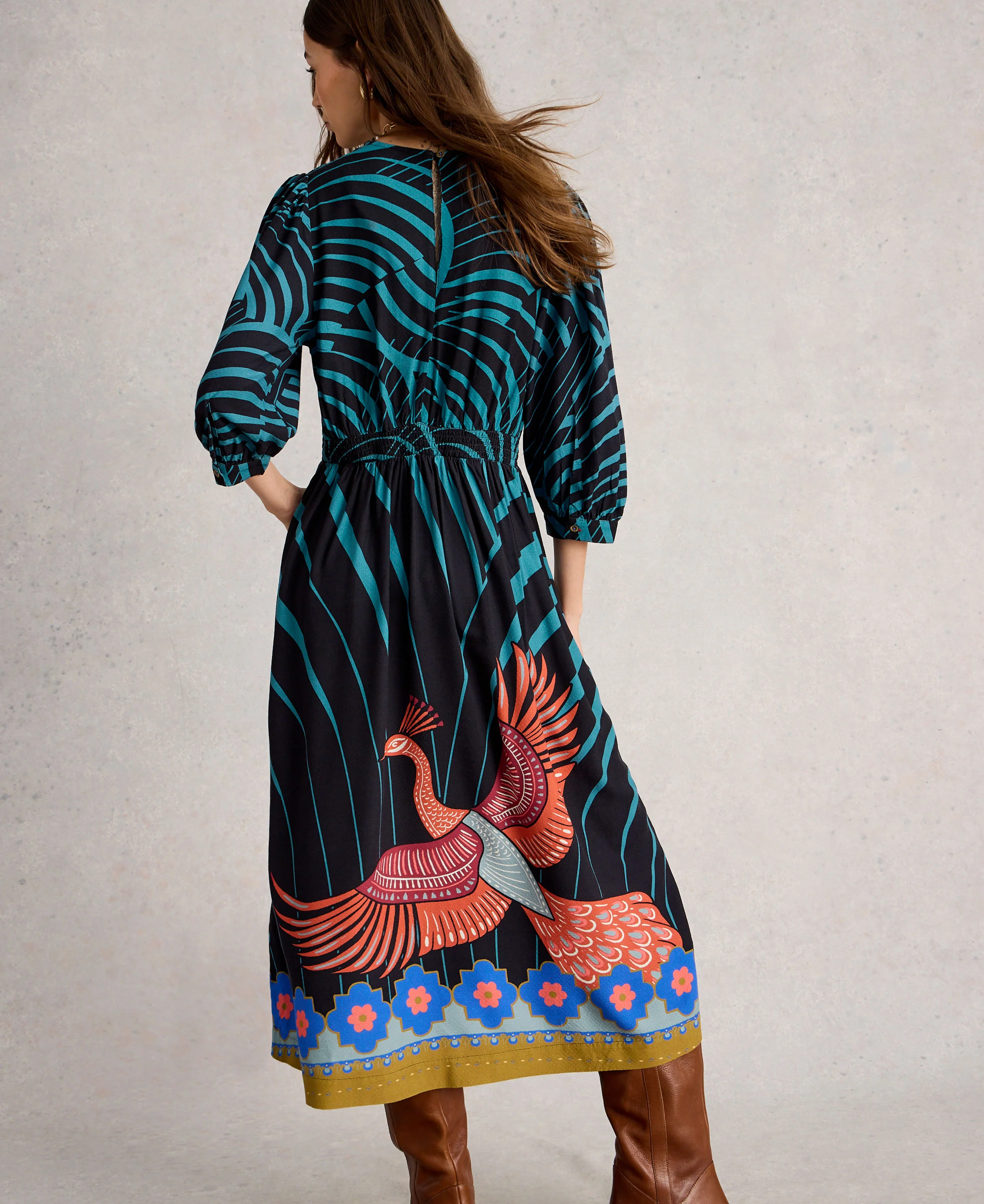 Lucy Midi Dress - Black Multi - Image 4