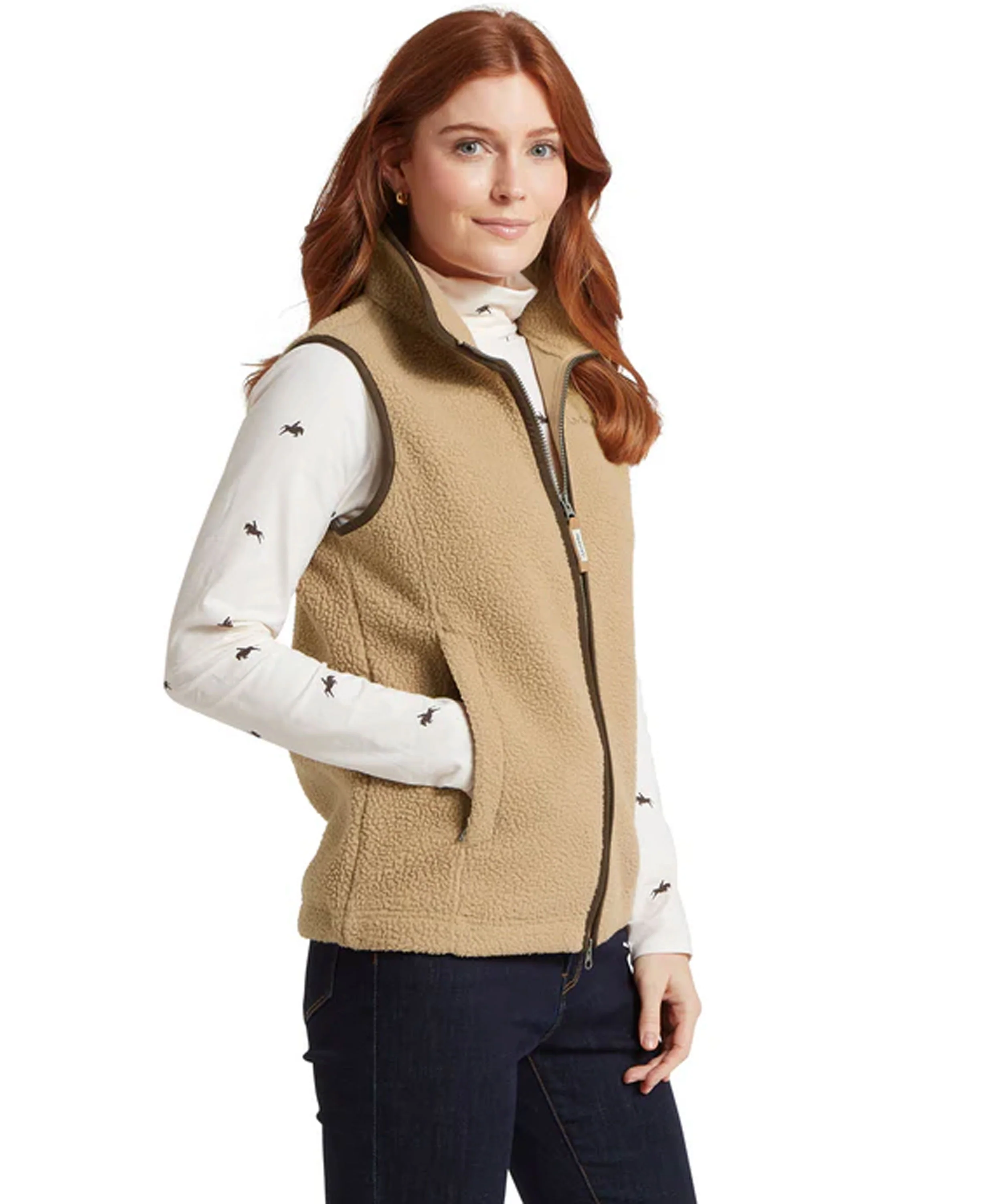 Lyndon Retro Fleece Gilet - Tan - Image 5