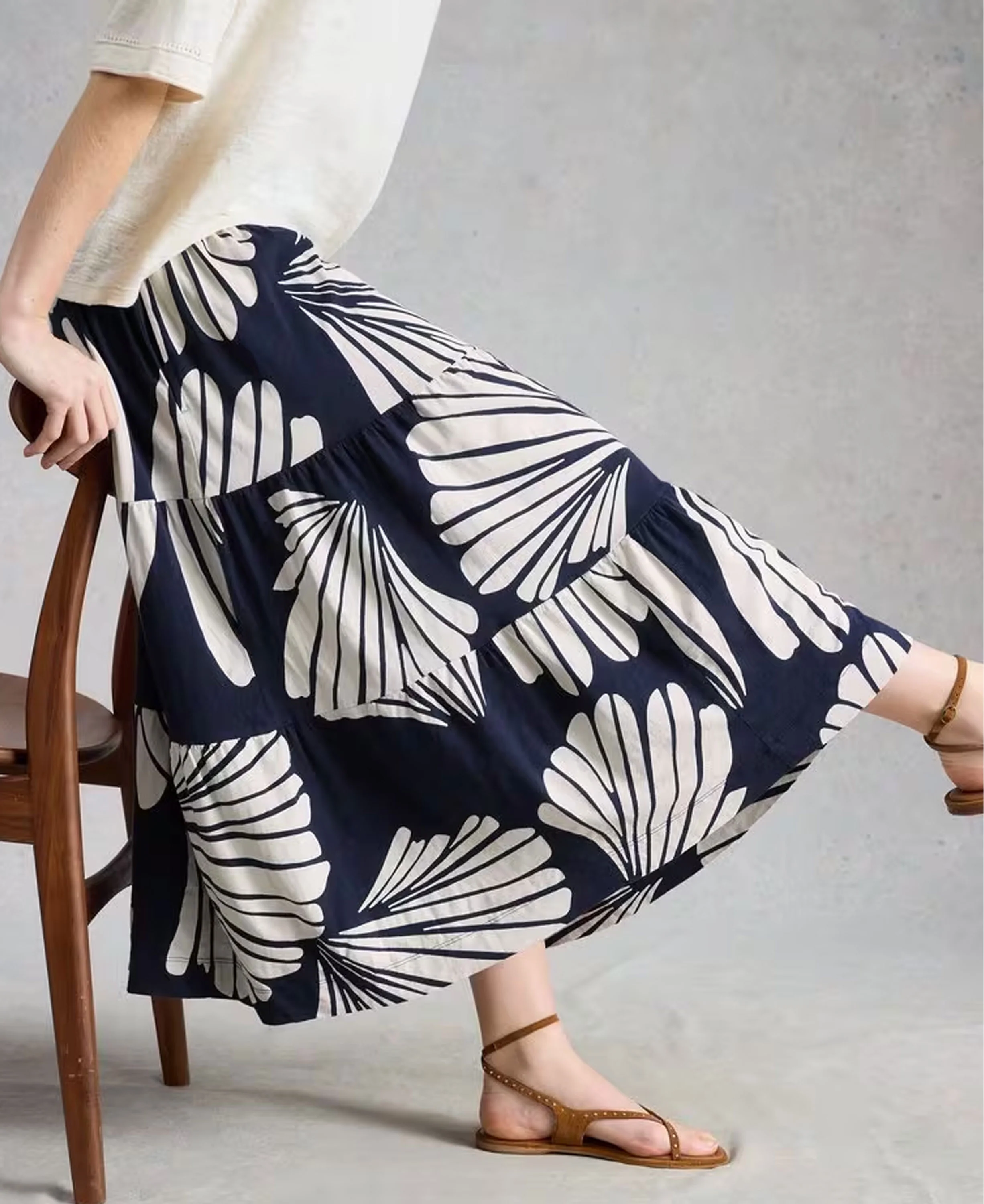 Marissa Jersey Maxi Skirt - Navy Multi - Image 2