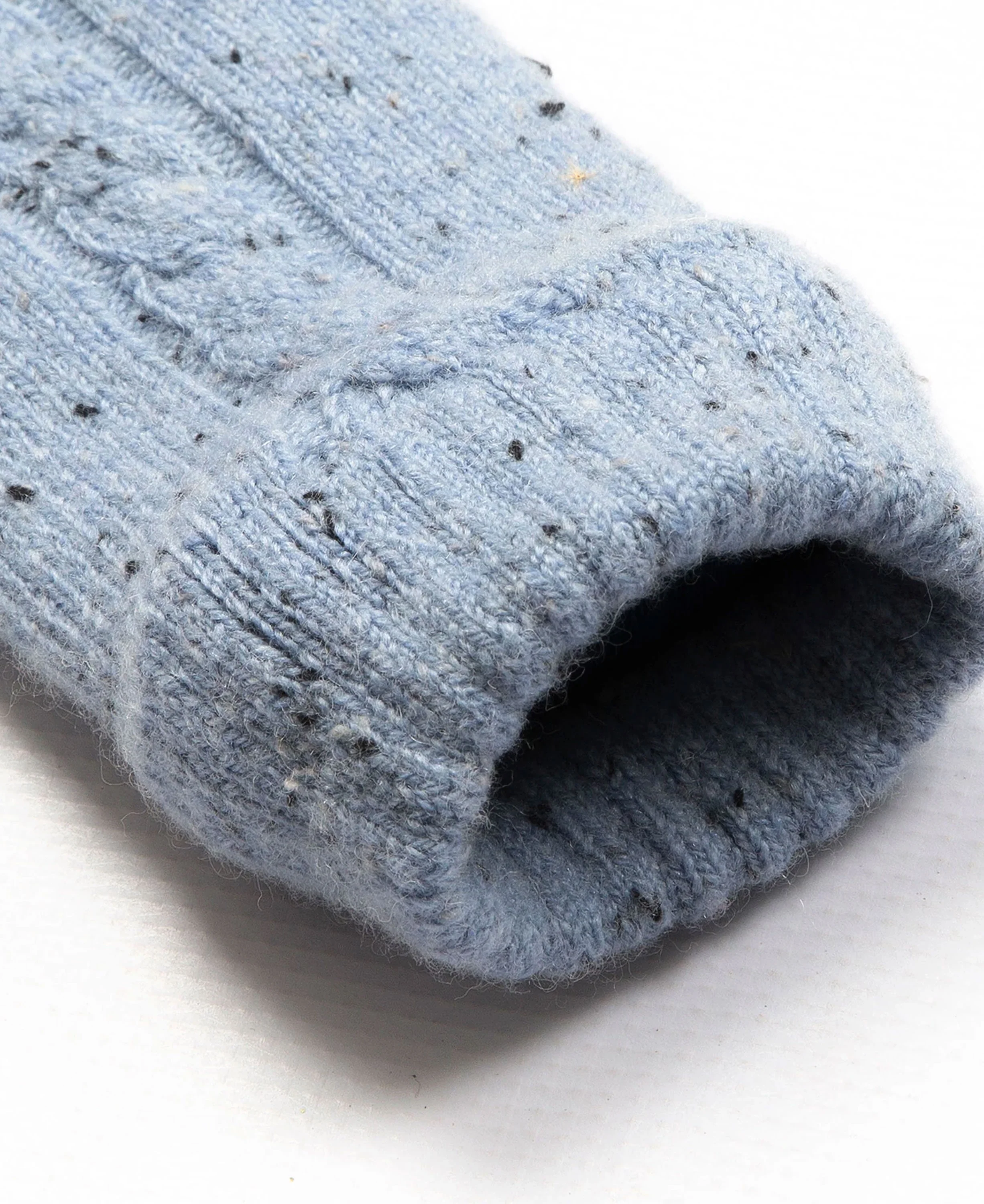 Marl Yarn Cable Knit Glove - Cornflower Blue - Image 4