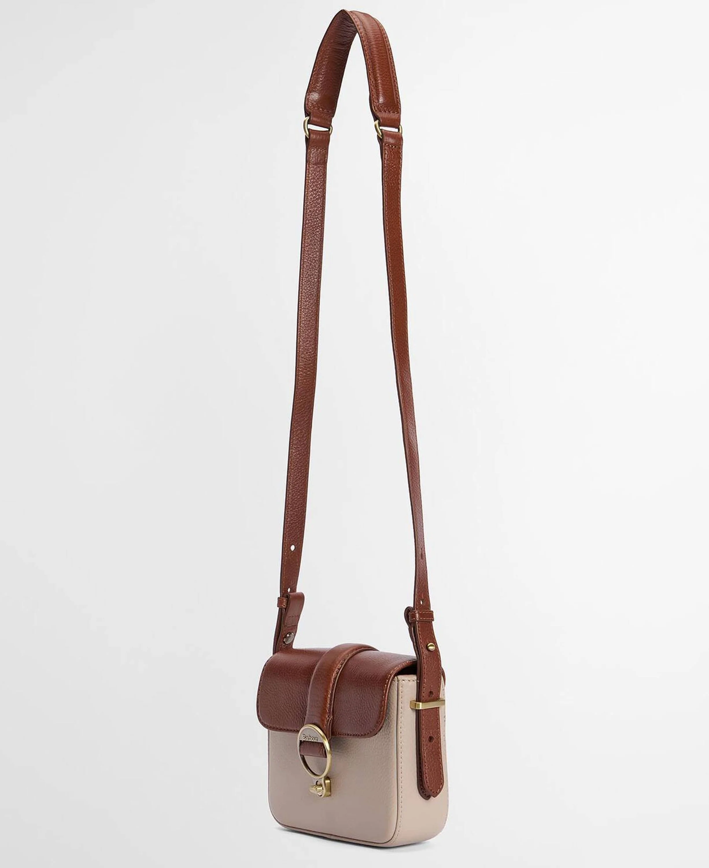 Mini Rosa Leather Crossbody Bag - Pebbled Pink/Brown - Image 4