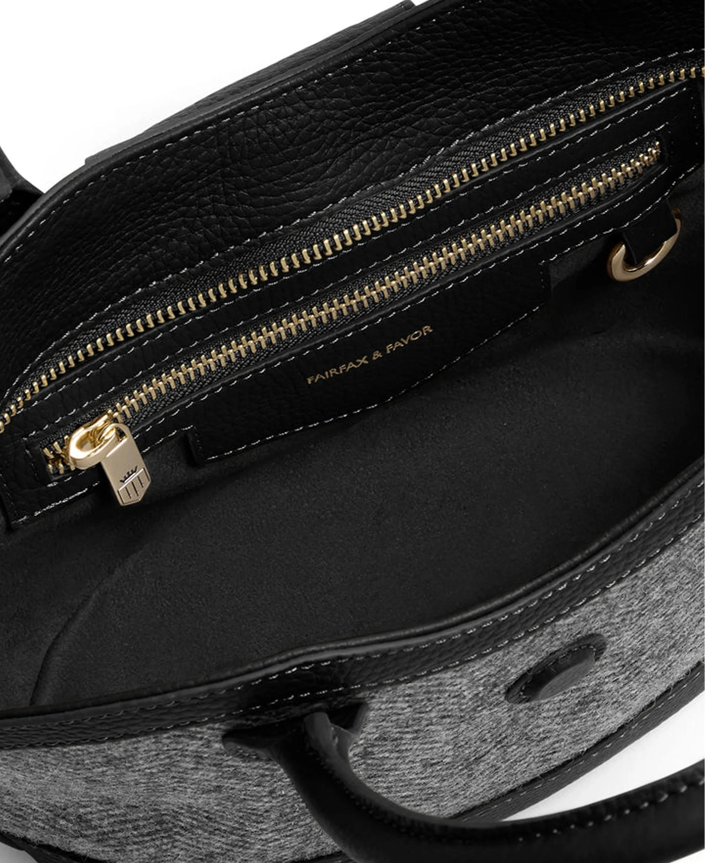 Mini Windsor Tote - Herringbone Black Leather - Image 5