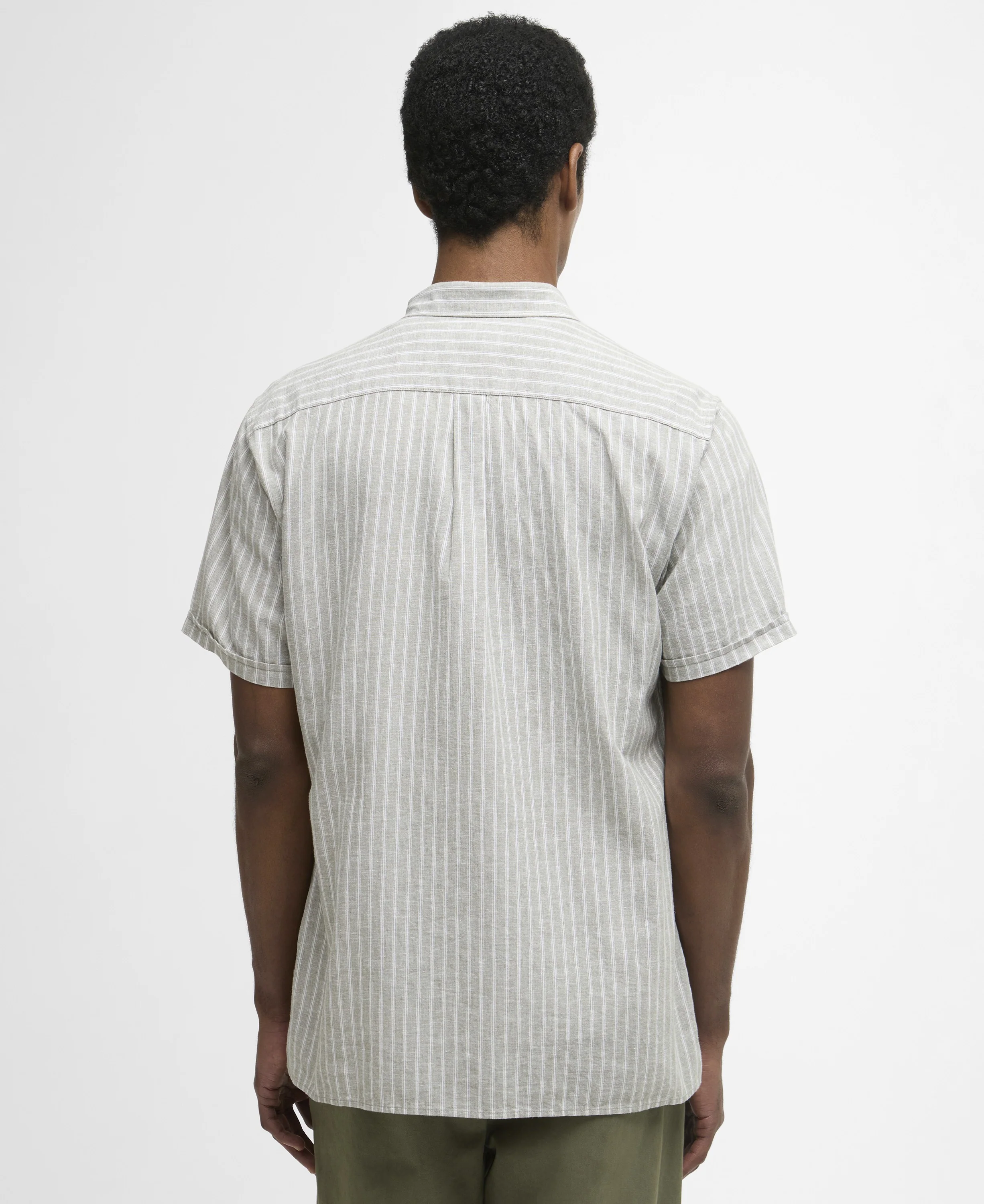 Nelson Striped Summer Fit Shirt - Bleached Olive - Image 3