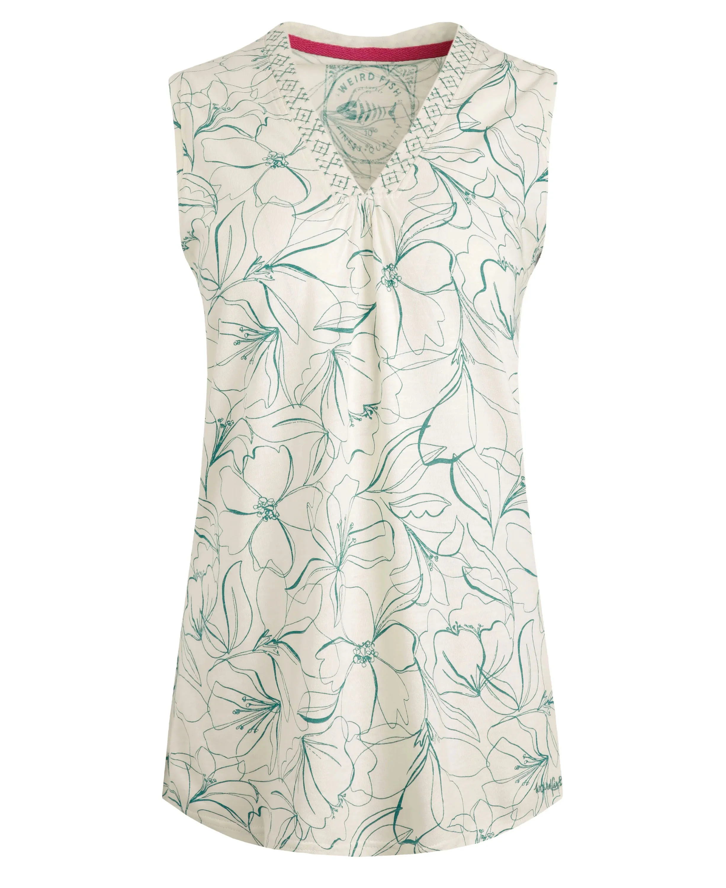 Nonno Organic Printed Cotton Slub Jersey Vest - Viridis