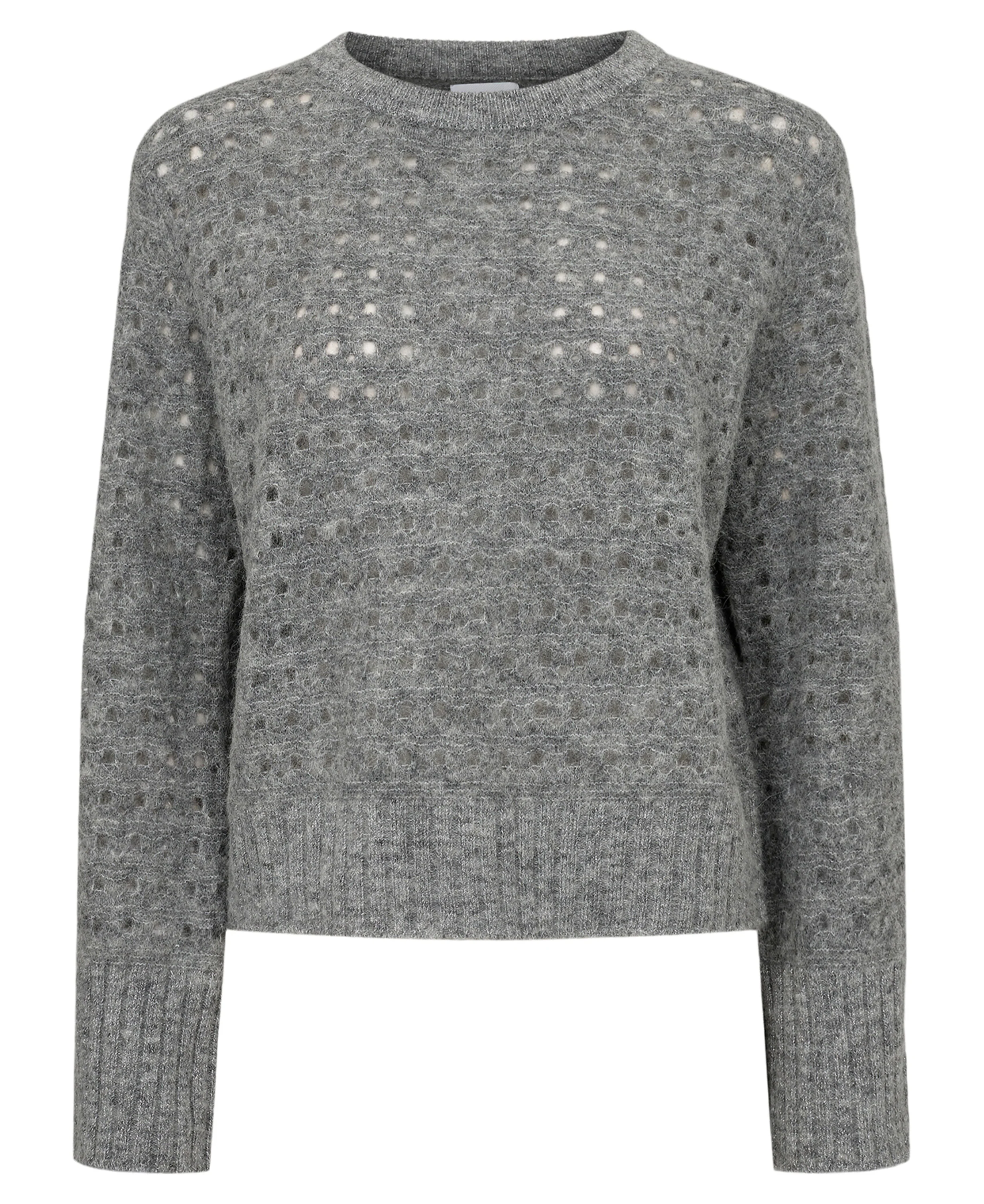 Nuriette Dot Pointelle Pullover - Medium Grey Melange