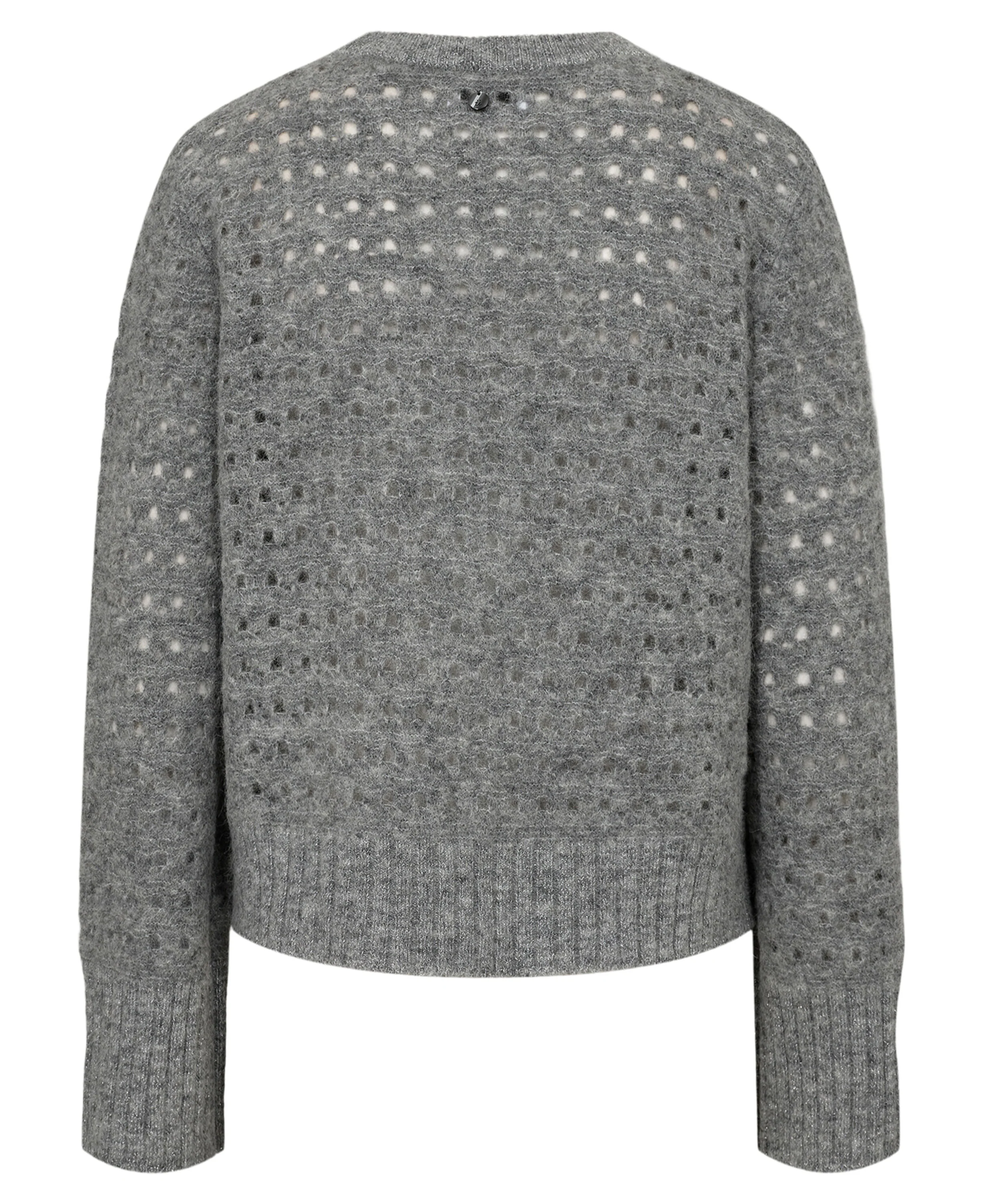 Nuriette Dot Pointelle Pullover - Medium Grey Melange - Image 2