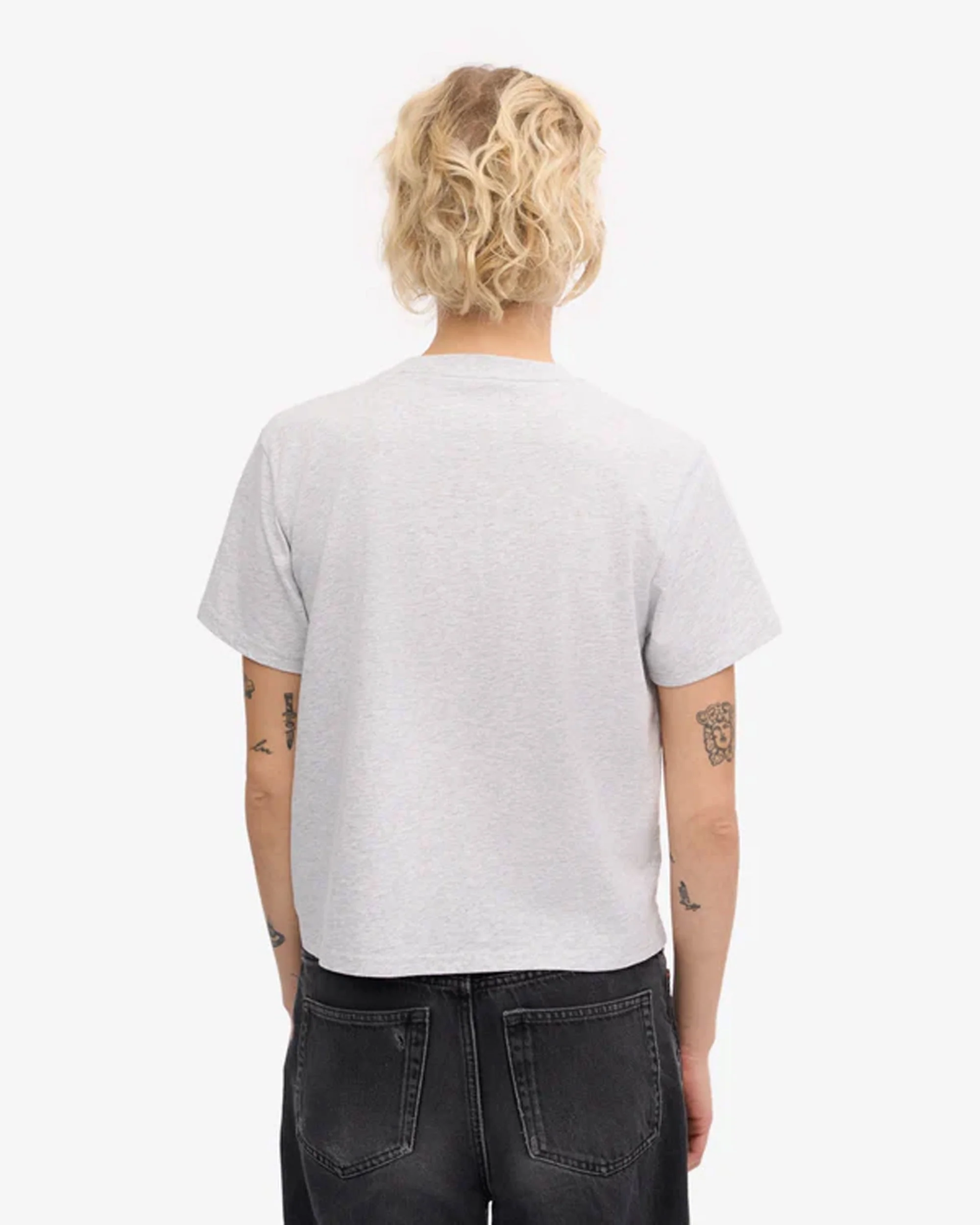 Organic Boxy Crop Tee - Snow Melange - Image 4