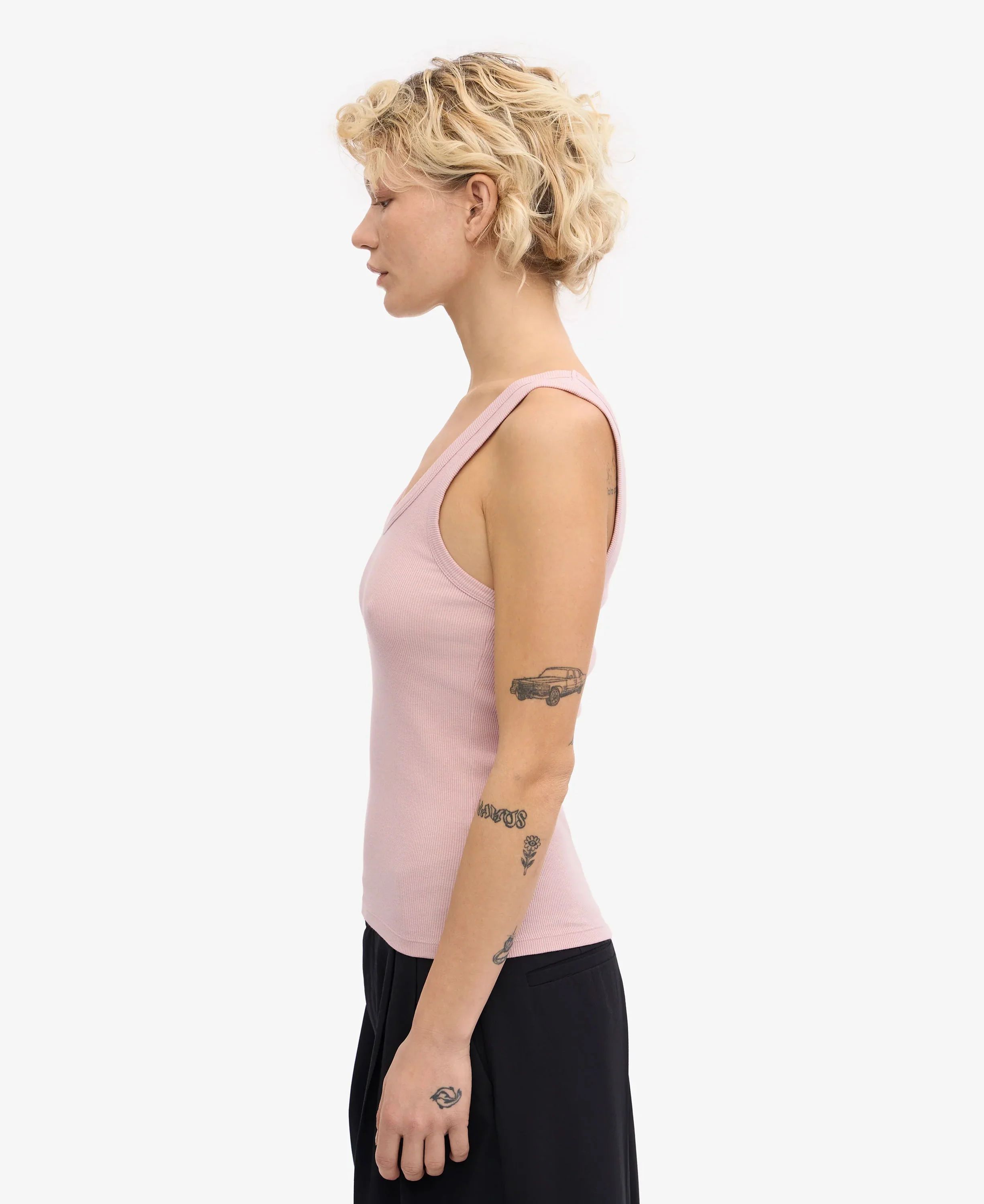 Organic Rib Tank Top - Faded Pink - Image 3