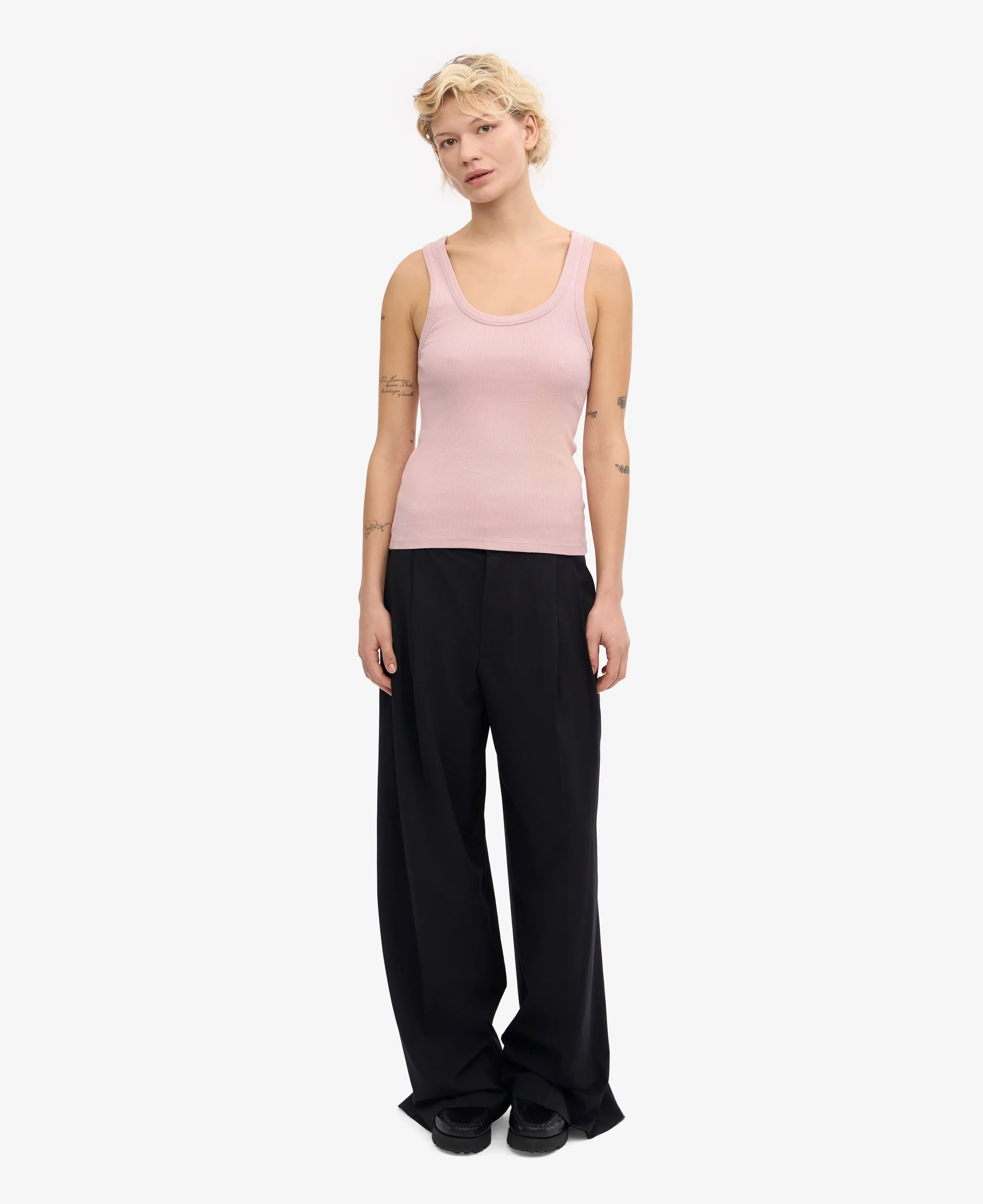 Organic Rib Tank Top - Faded Pink - Image 5