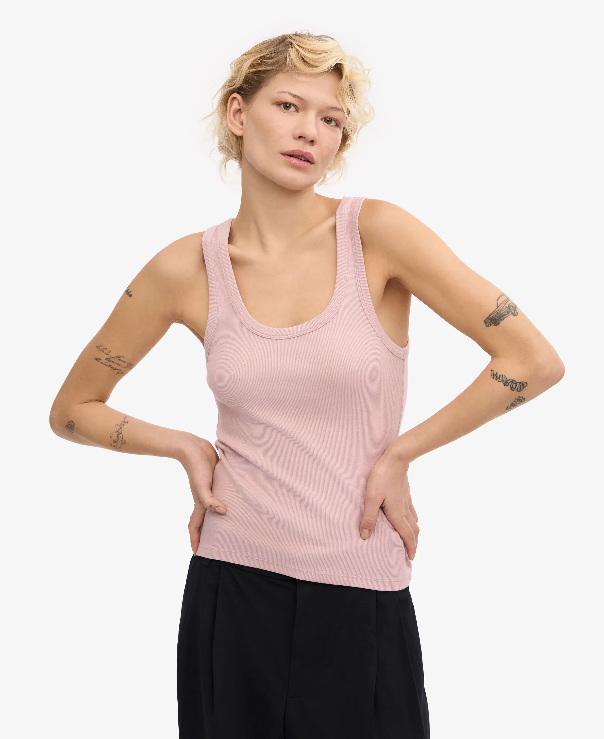 Organic Rib Tank Top - Faded Pink - Image 6