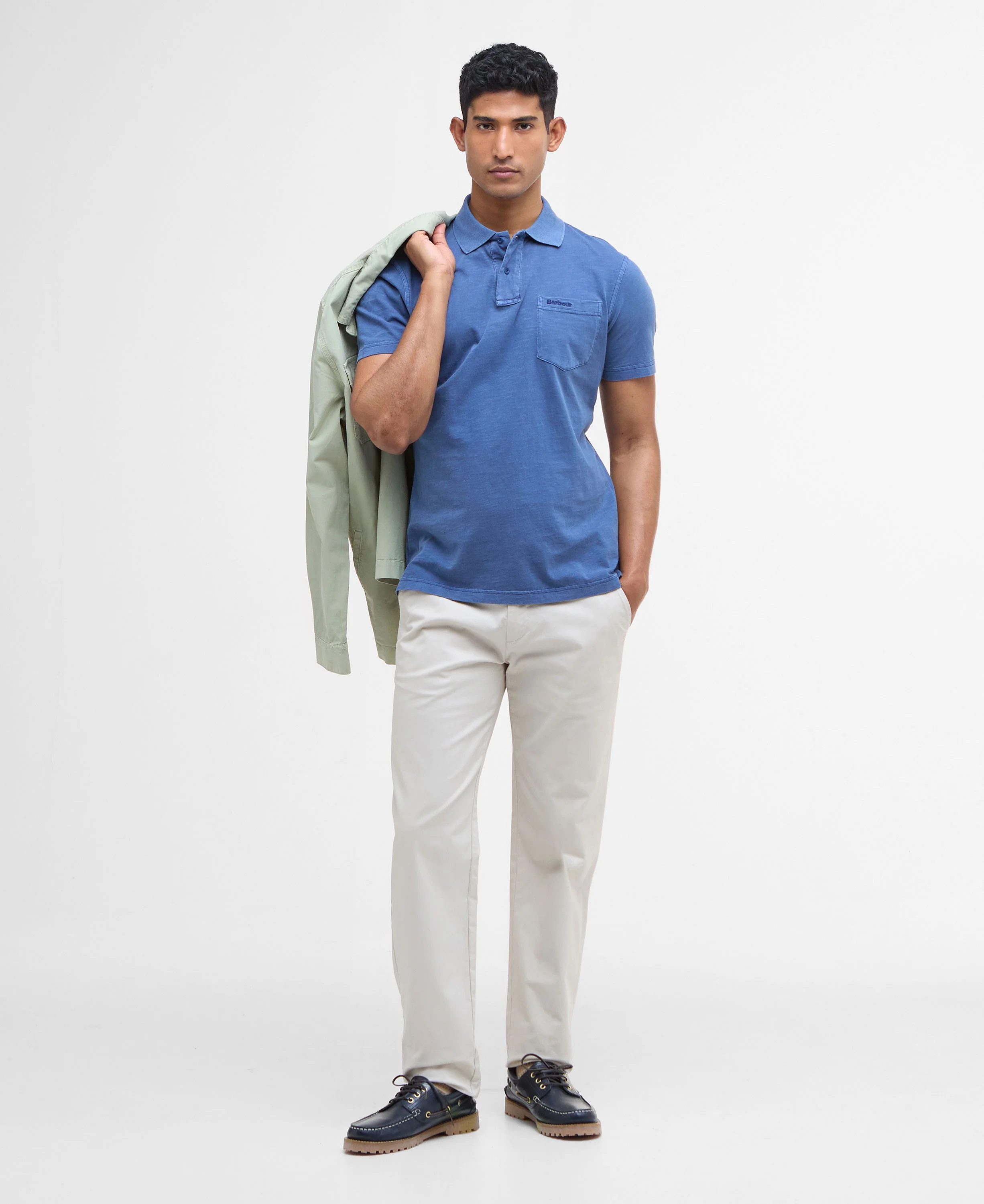Pigment Dye Slub Polo Shirt - Dark Denim - Image 2