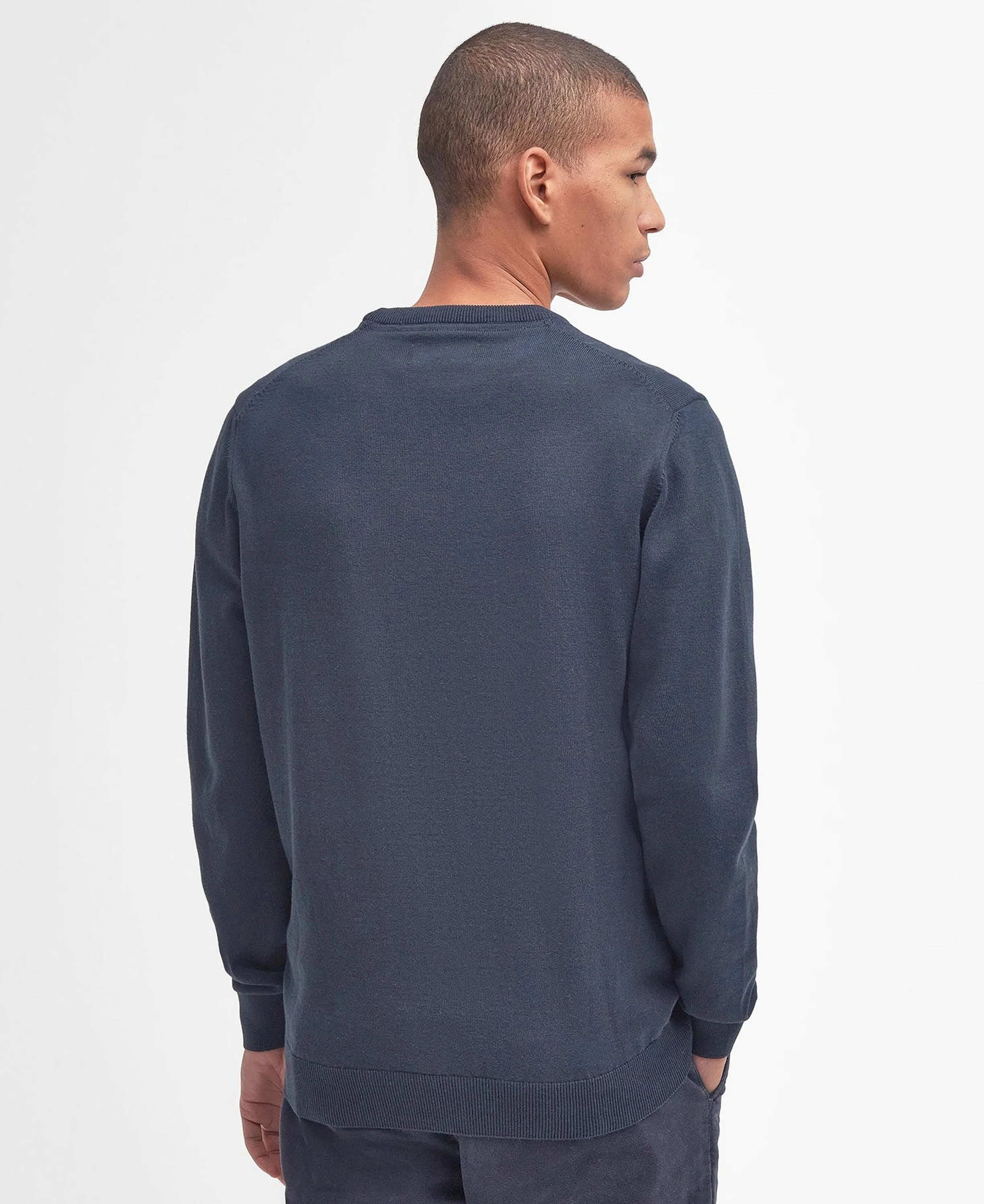 Pima Cotton Crew Neck Jumper - Navy - Image 3