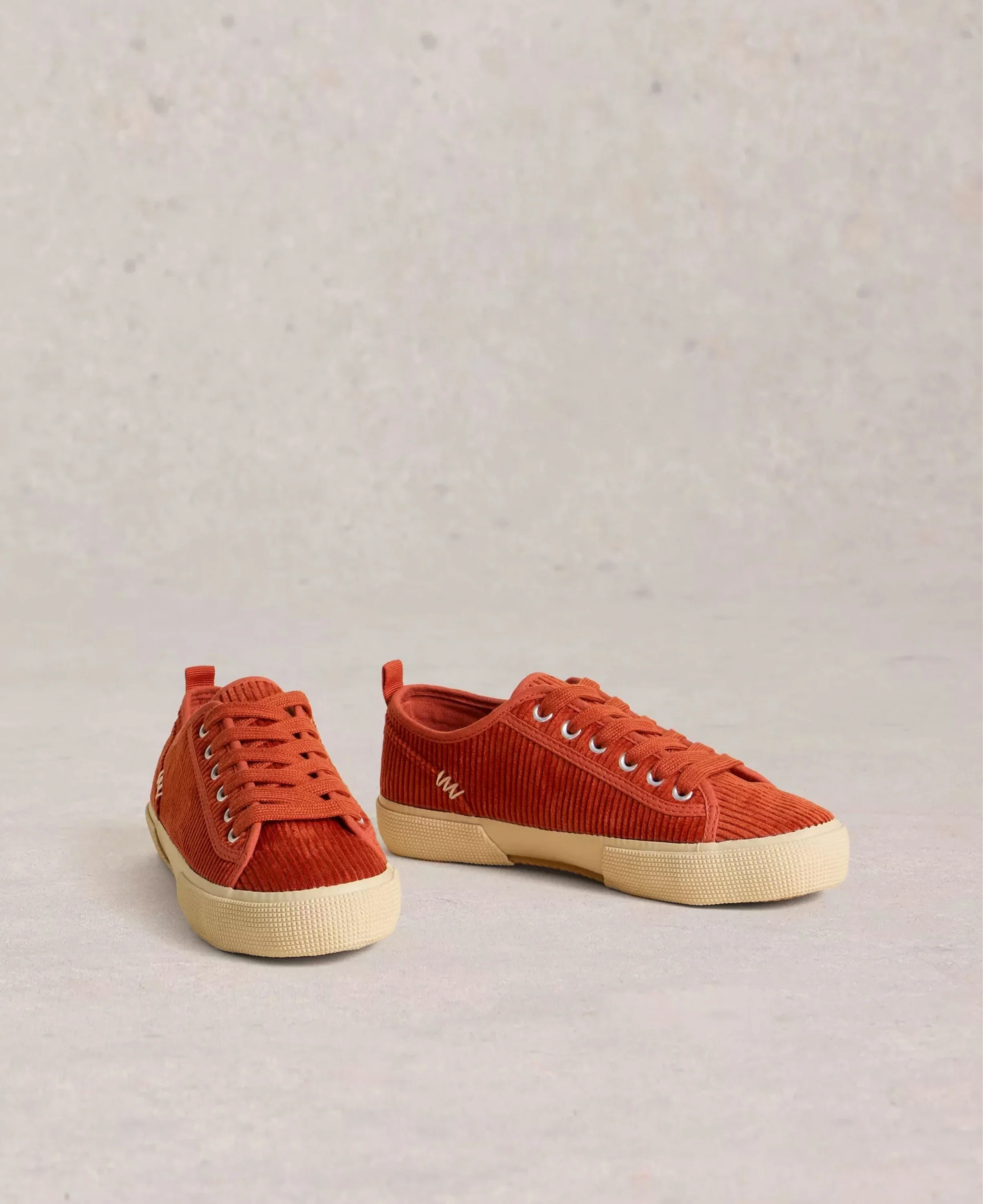Pippa Cord Lace Up Trainer - Dark Orange - Image 2