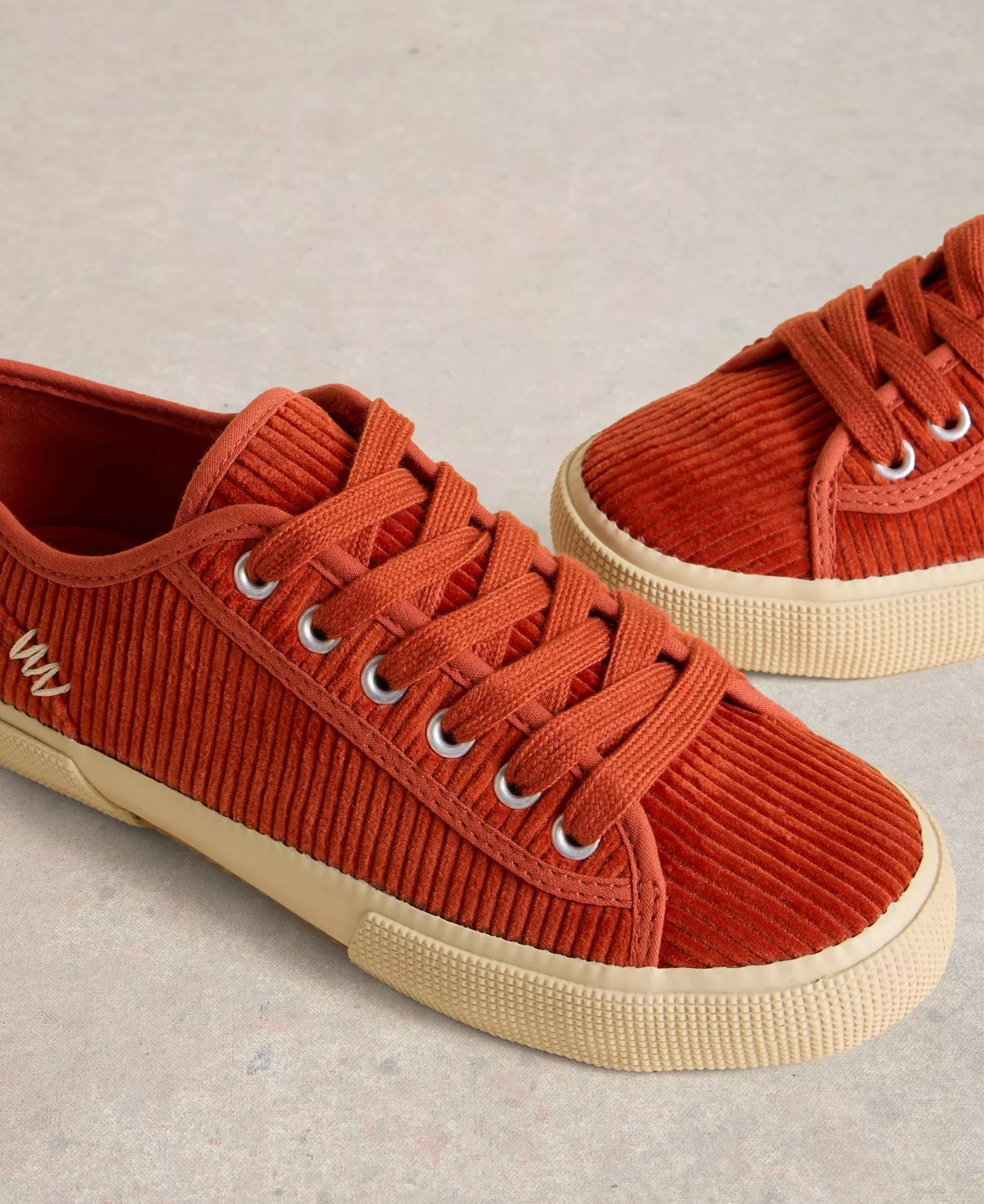 Pippa Cord Lace Up Trainer - Dark Orange - Image 3