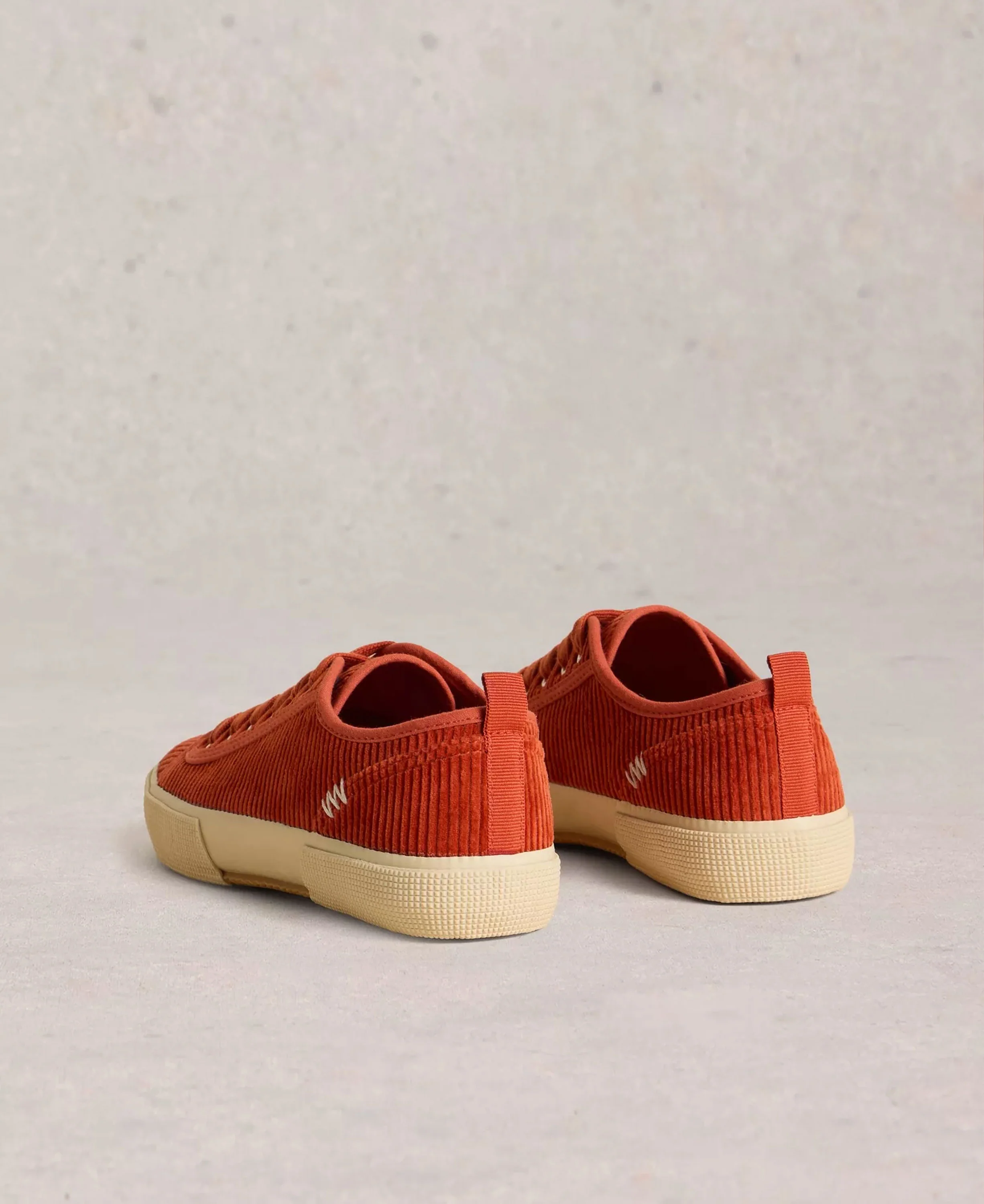 Pippa Cord Lace Up Trainer - Dark Orange - Image 4