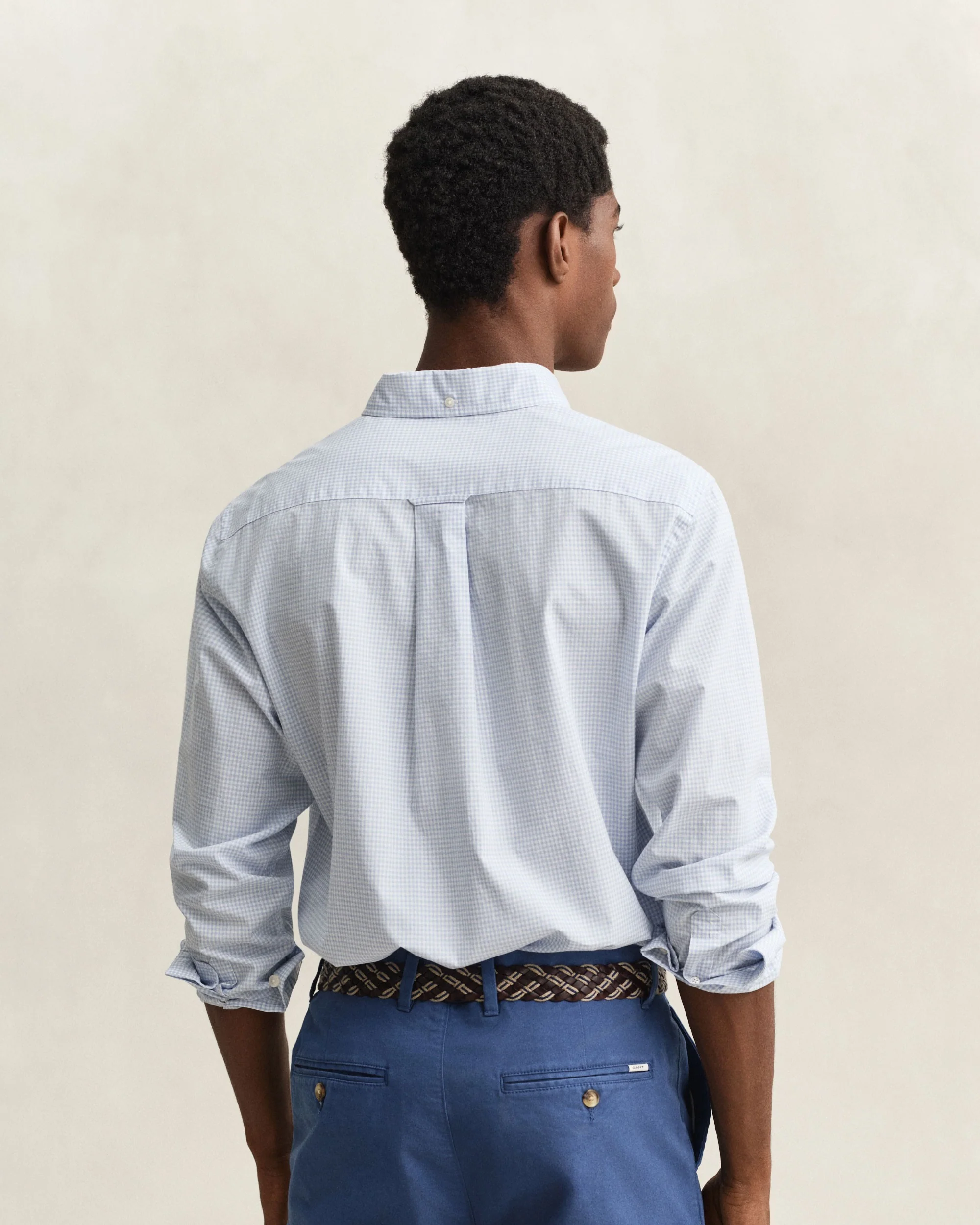 Regular Fit Classic Poplin Gingham Shirt - Light Blue - Image 3