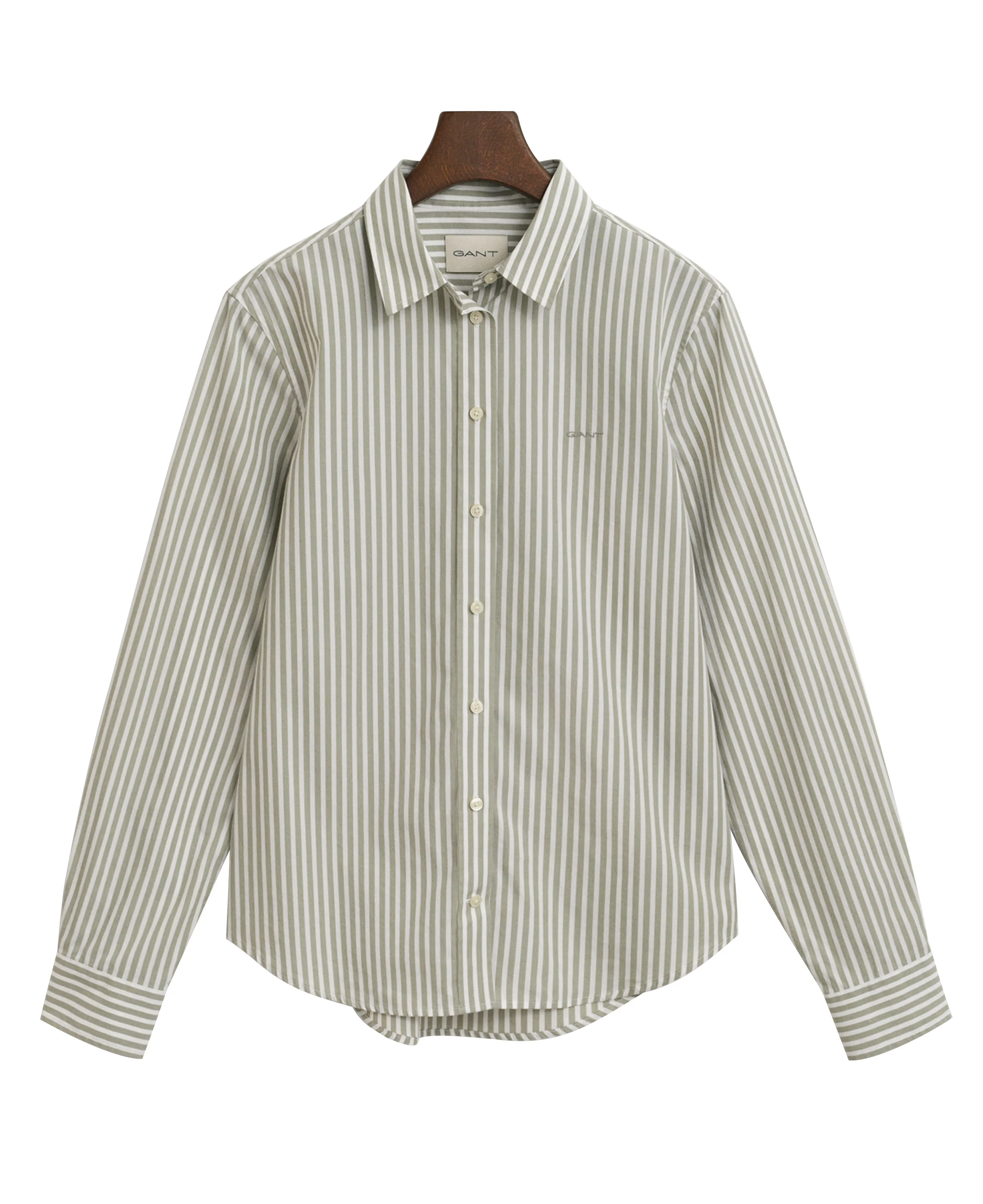 Regular Fit Striped Poplin Shirt - Faded Sage