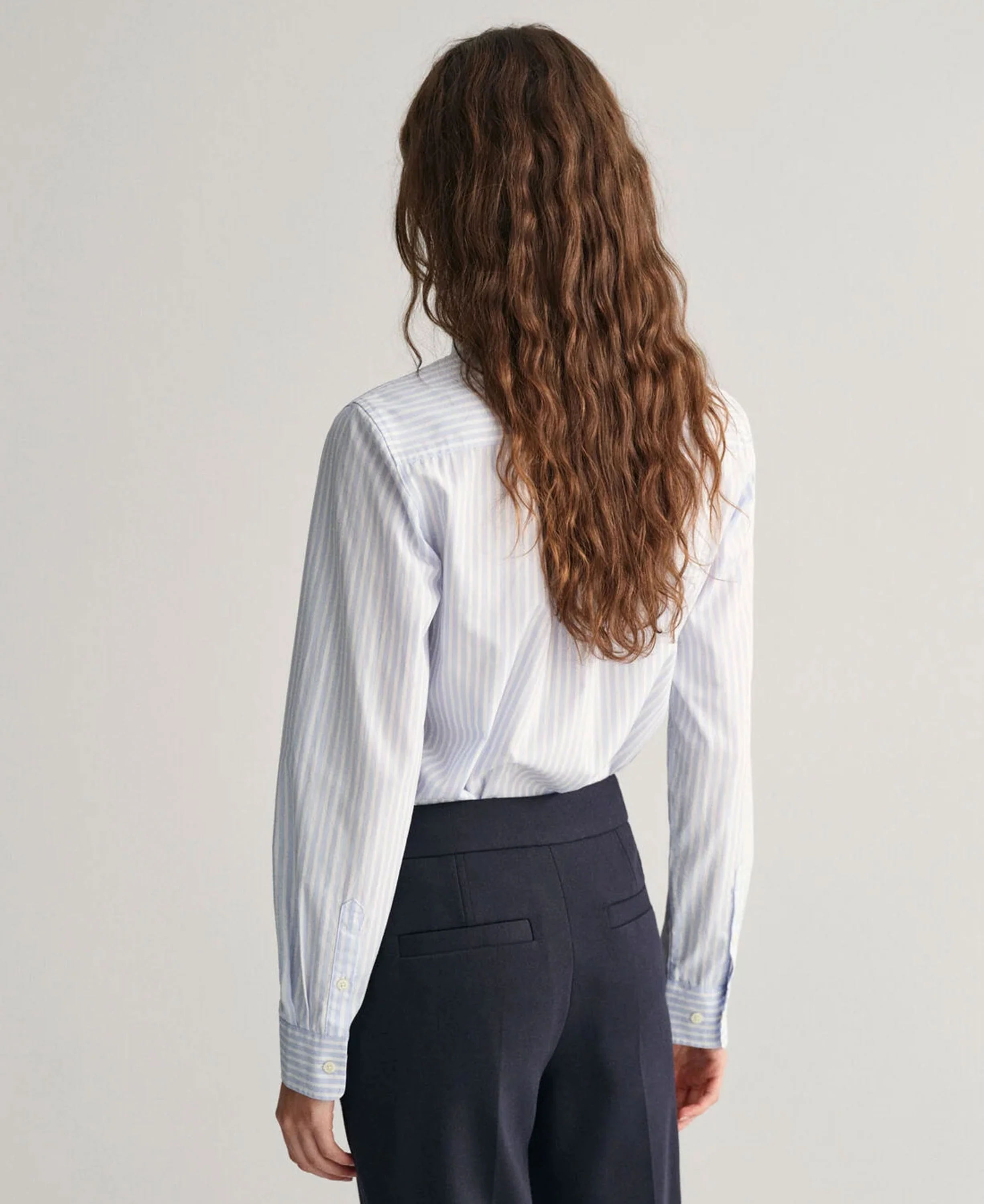 Regular Fit Classic Poplin Striped Shirt - Light Blue - Image 3