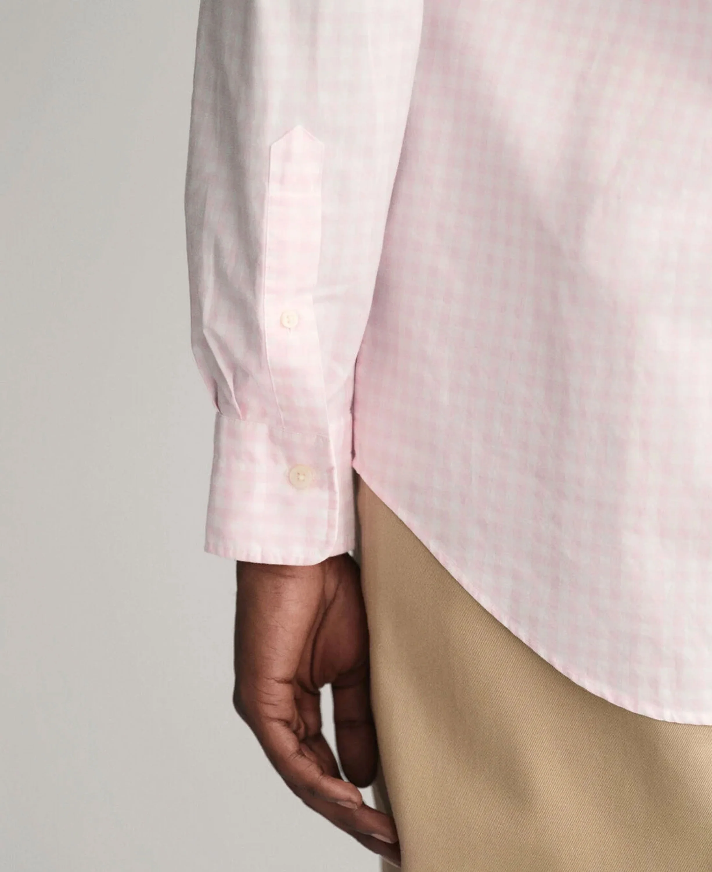 Regular Fit Gingham Poplin Shirt - Light Pink - Image 4