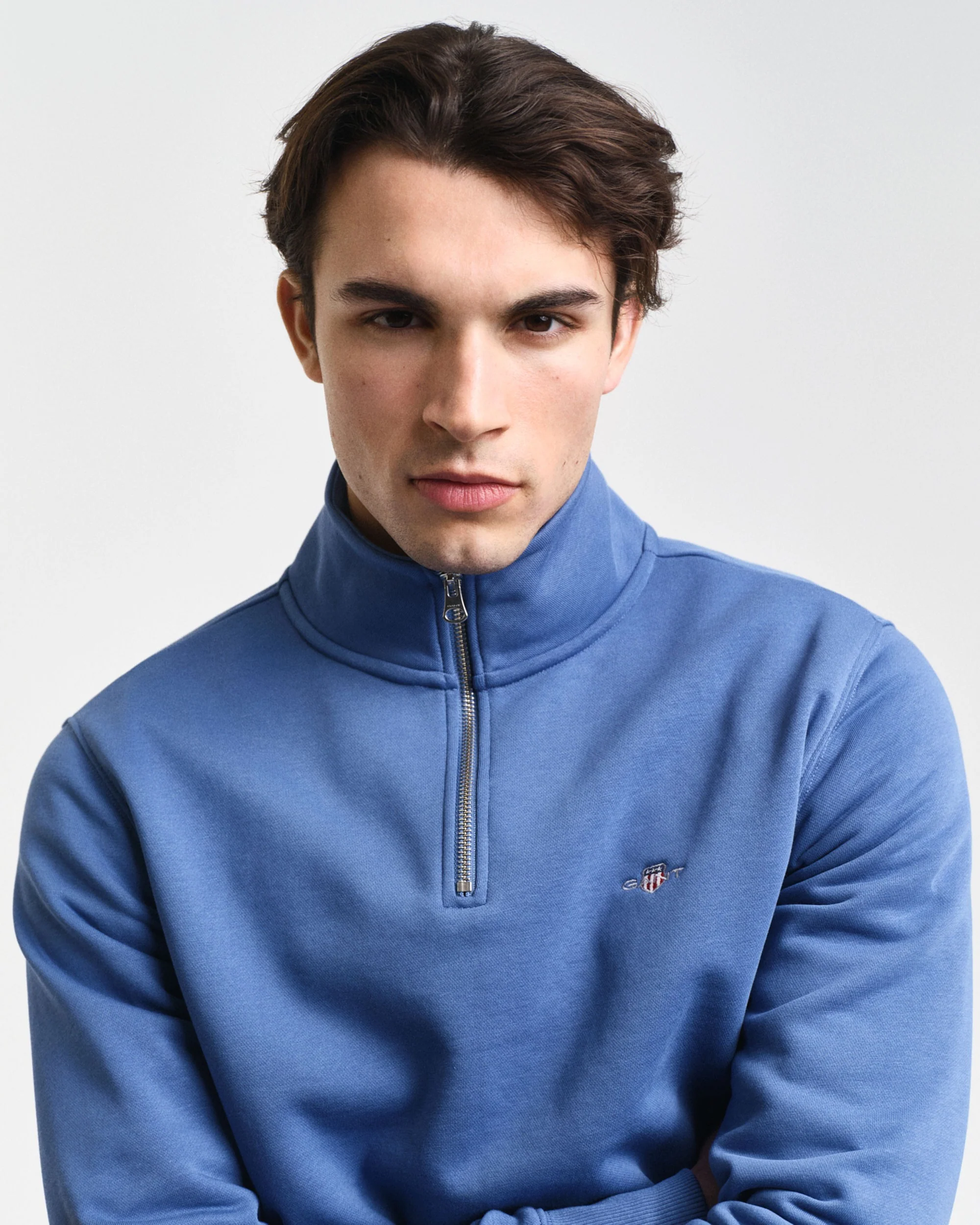 Regular Fit Shield Half Zip Sweat - Vintage Blue - Image 4