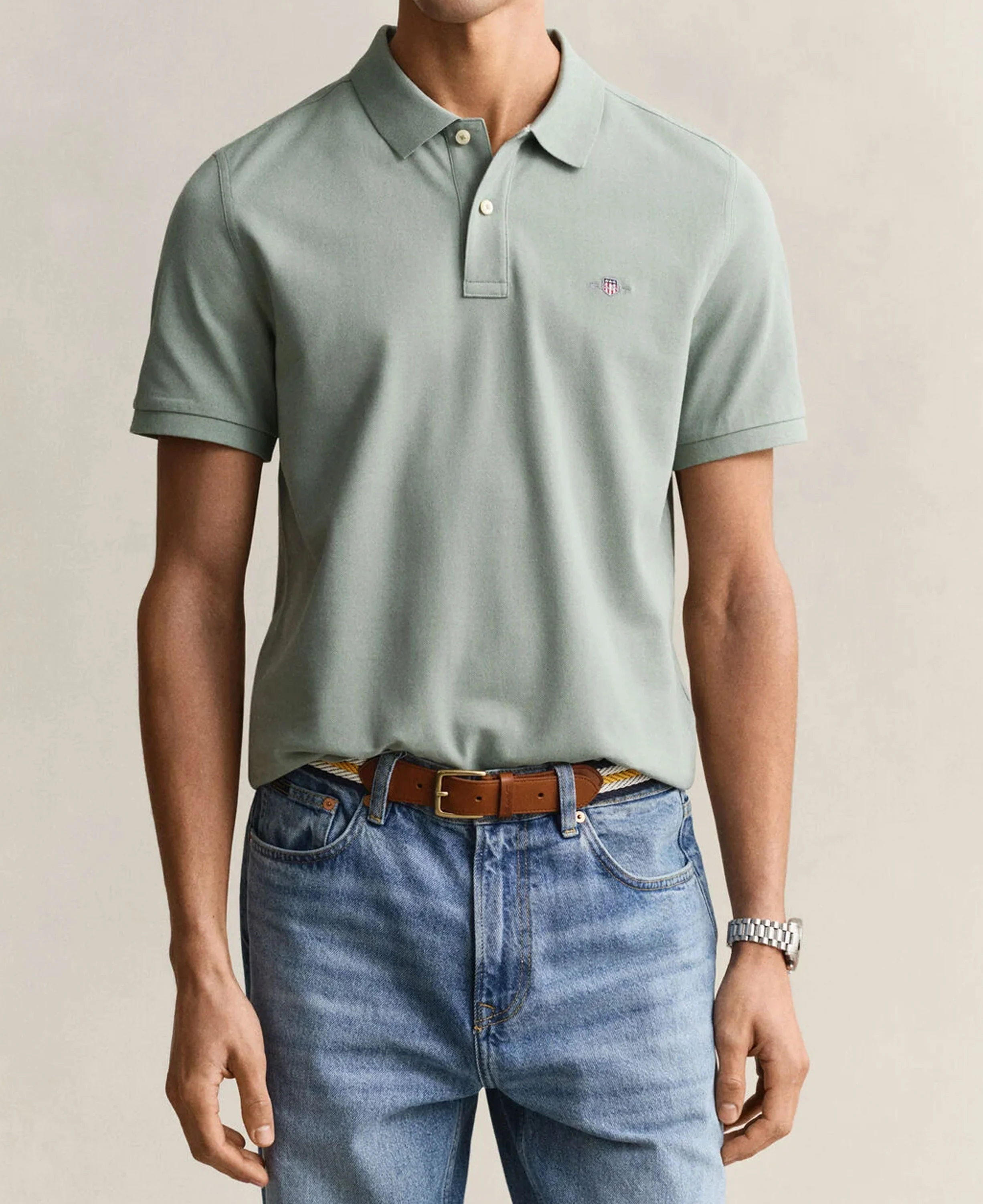 Regular Shield Short Sleeve Pique Polo - Ceramic Grey - Image 2