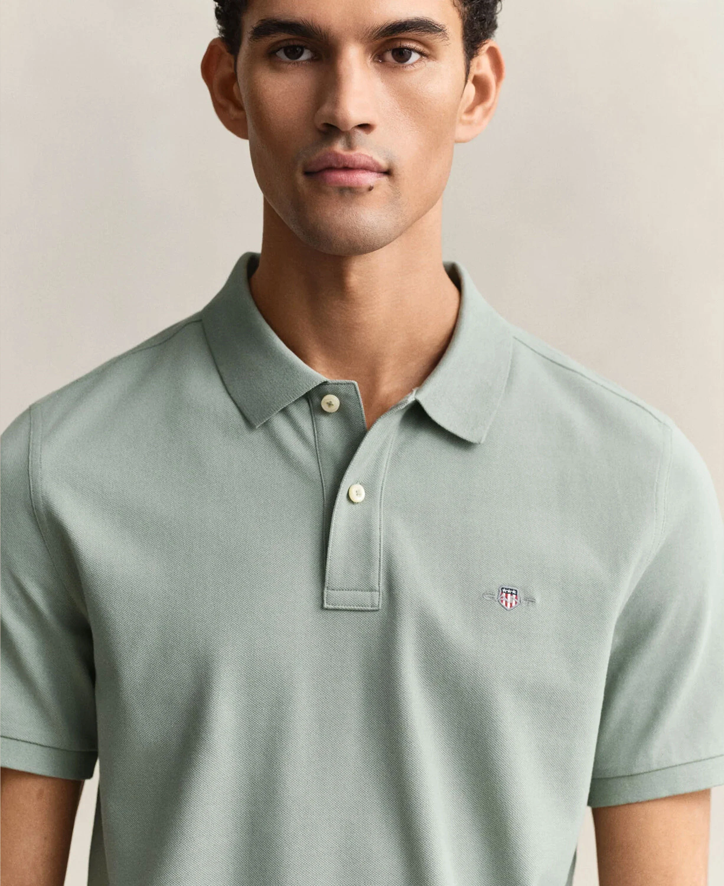 Regular Shield Short Sleeve Pique Polo - Ceramic Grey - Image 3