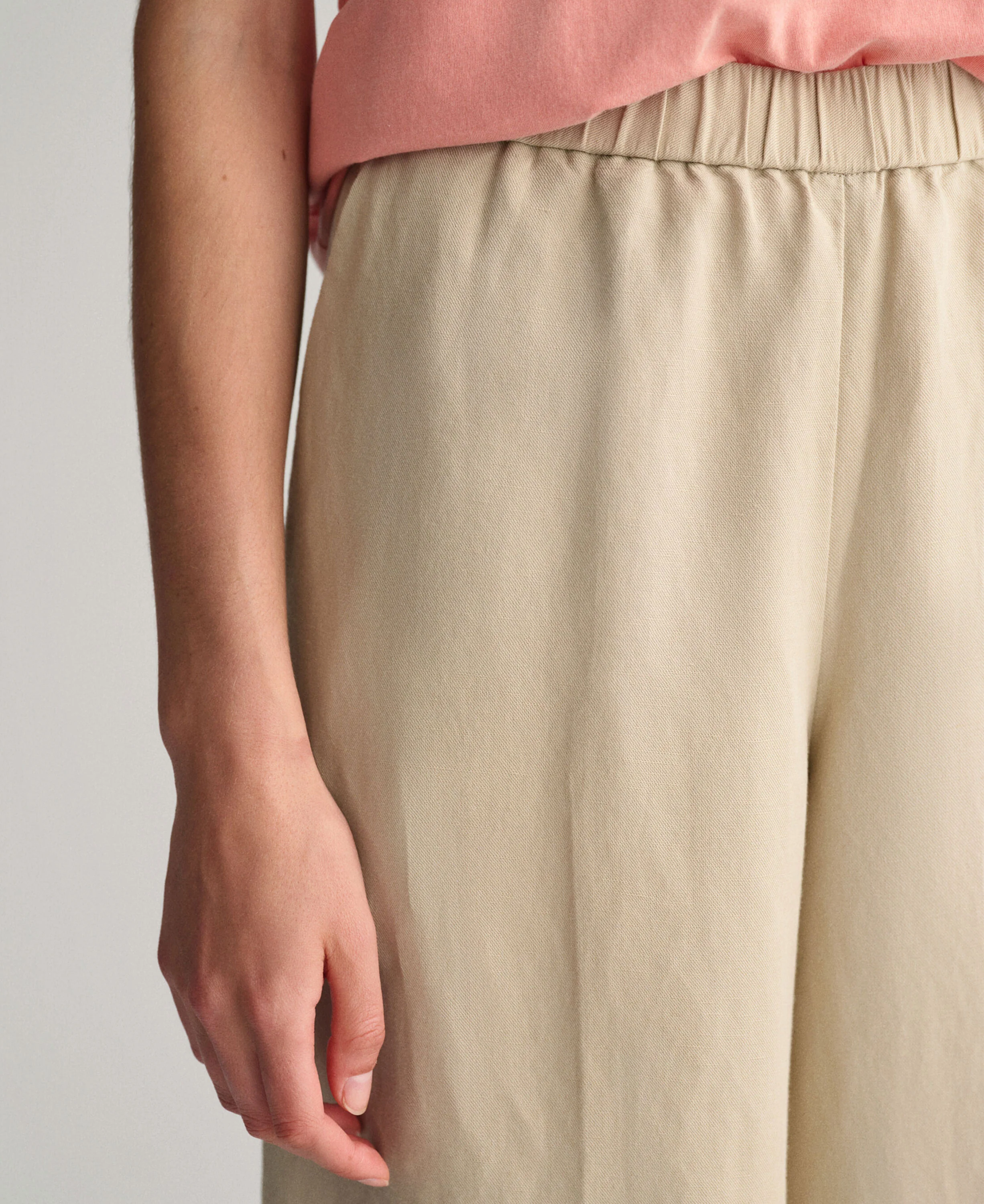 Relaxed Fit Linen Blend Pull-On Pants - Dry Sand - Image 5