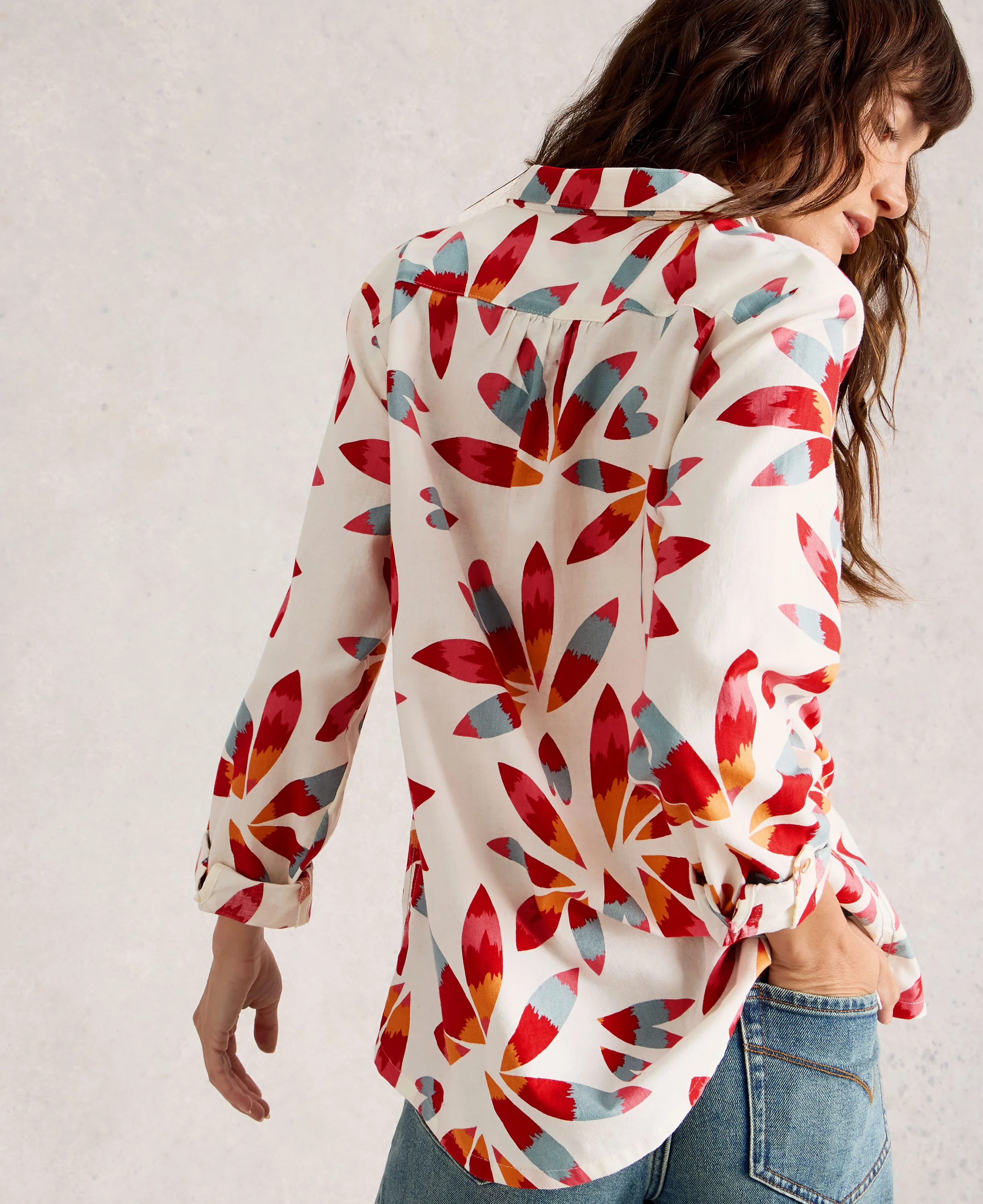 Sophie Organic Cotton Shirt - Ivory Print - Image 3