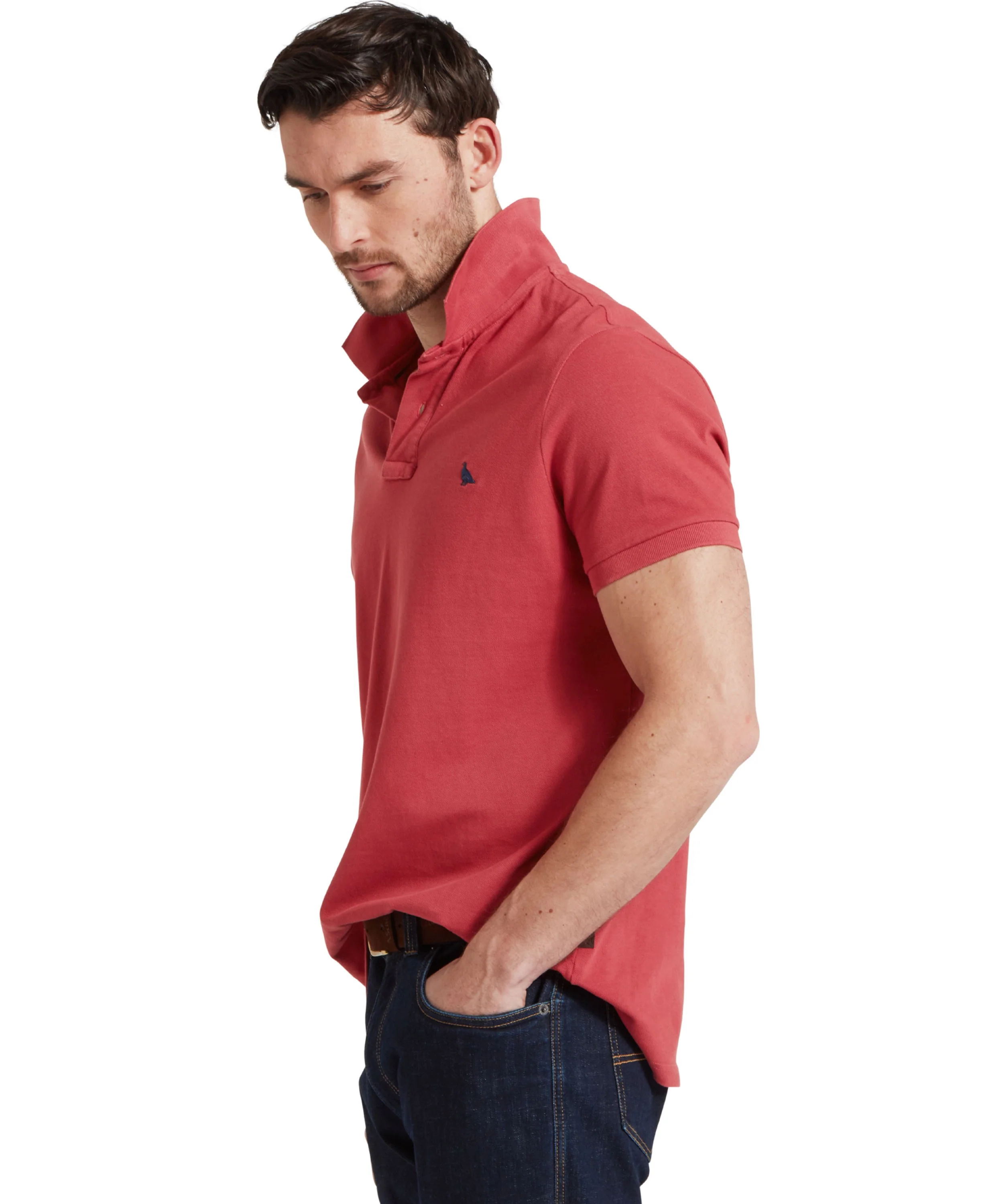 St Ives Garment Dyed Polo Shirt - Slate Red - Image 3