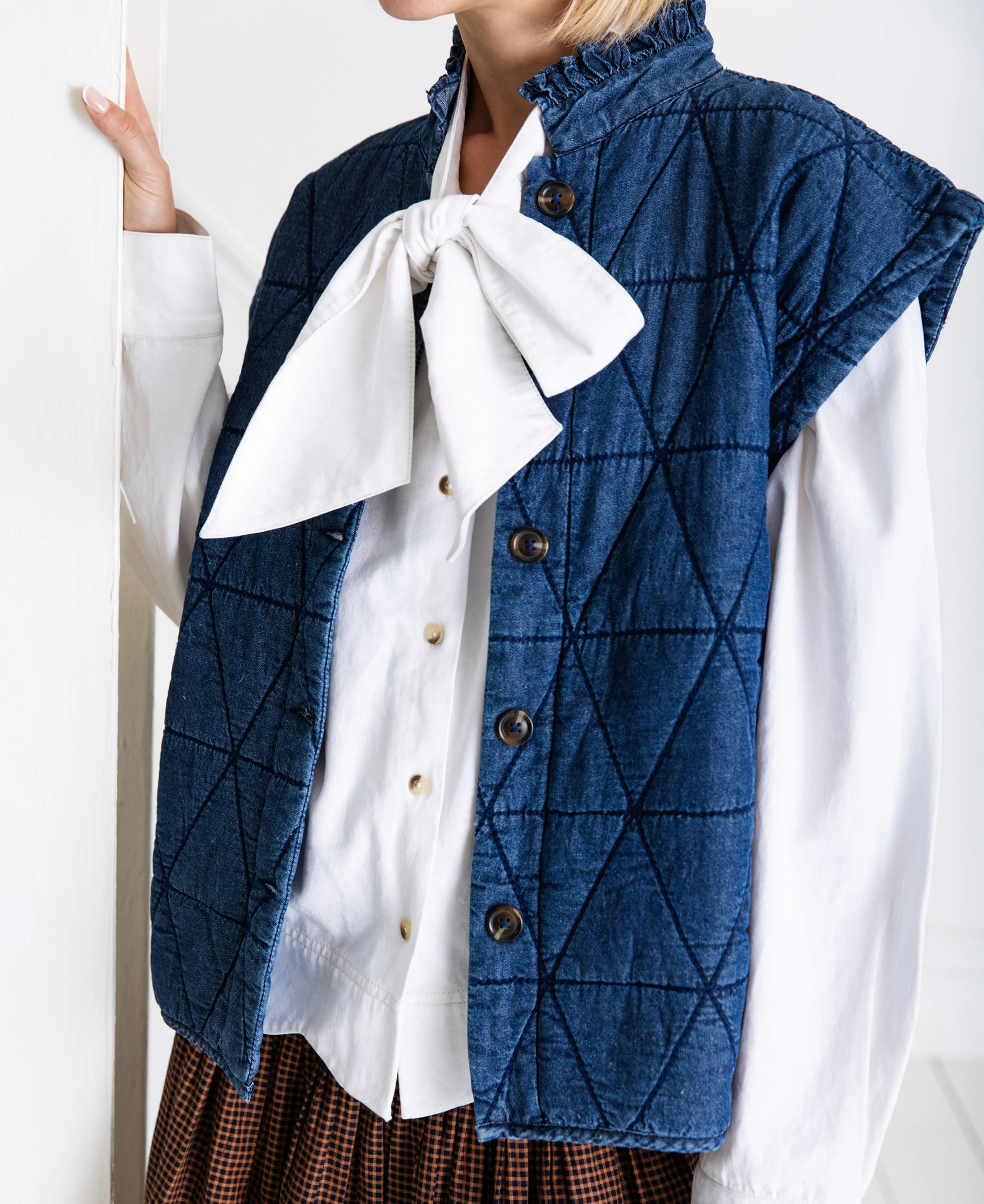 Stina Quilted Denim Gilet - Denim - Image 2