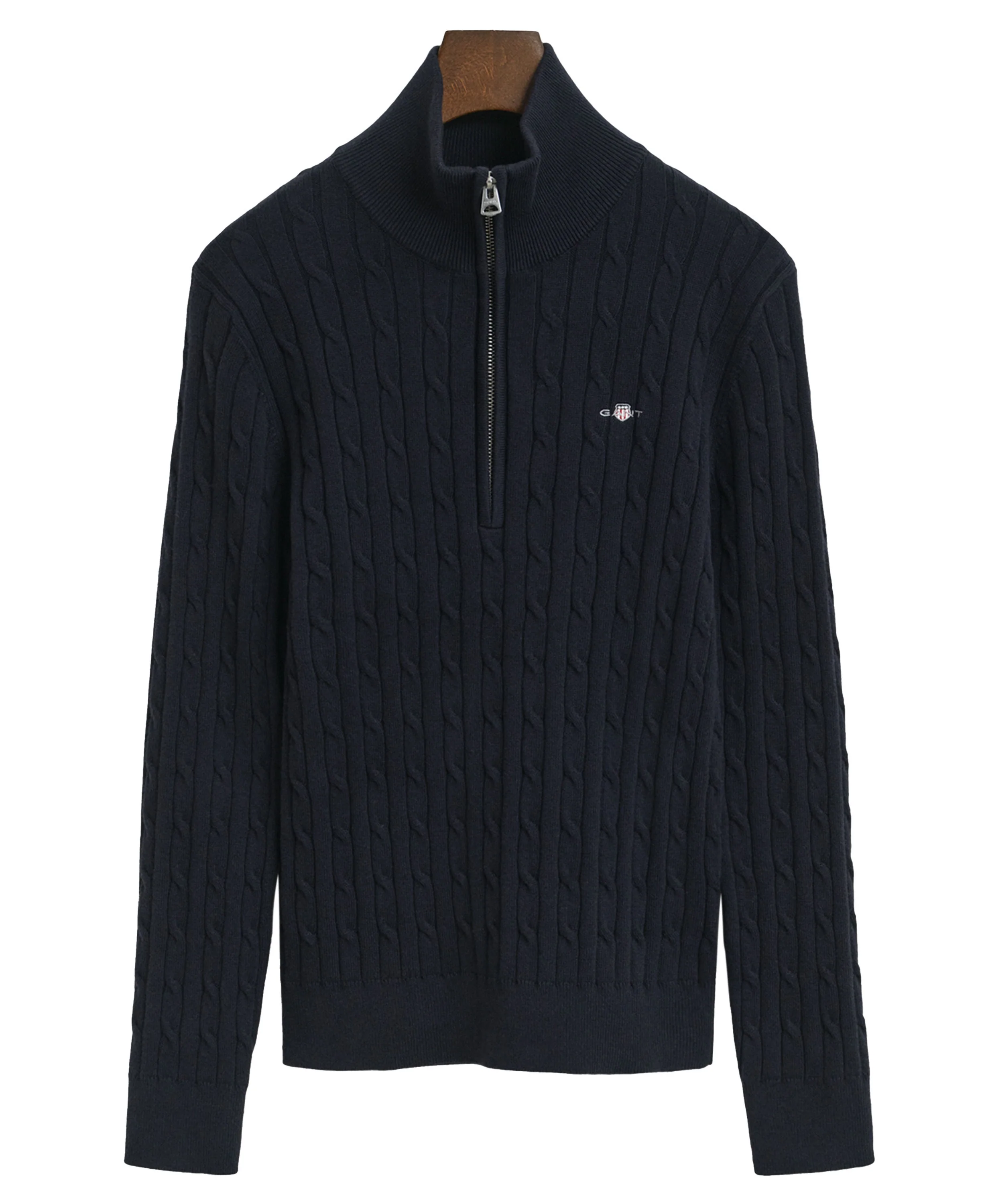 Stretch Cotton Cable Half-Zip Sweater - Evening Blue