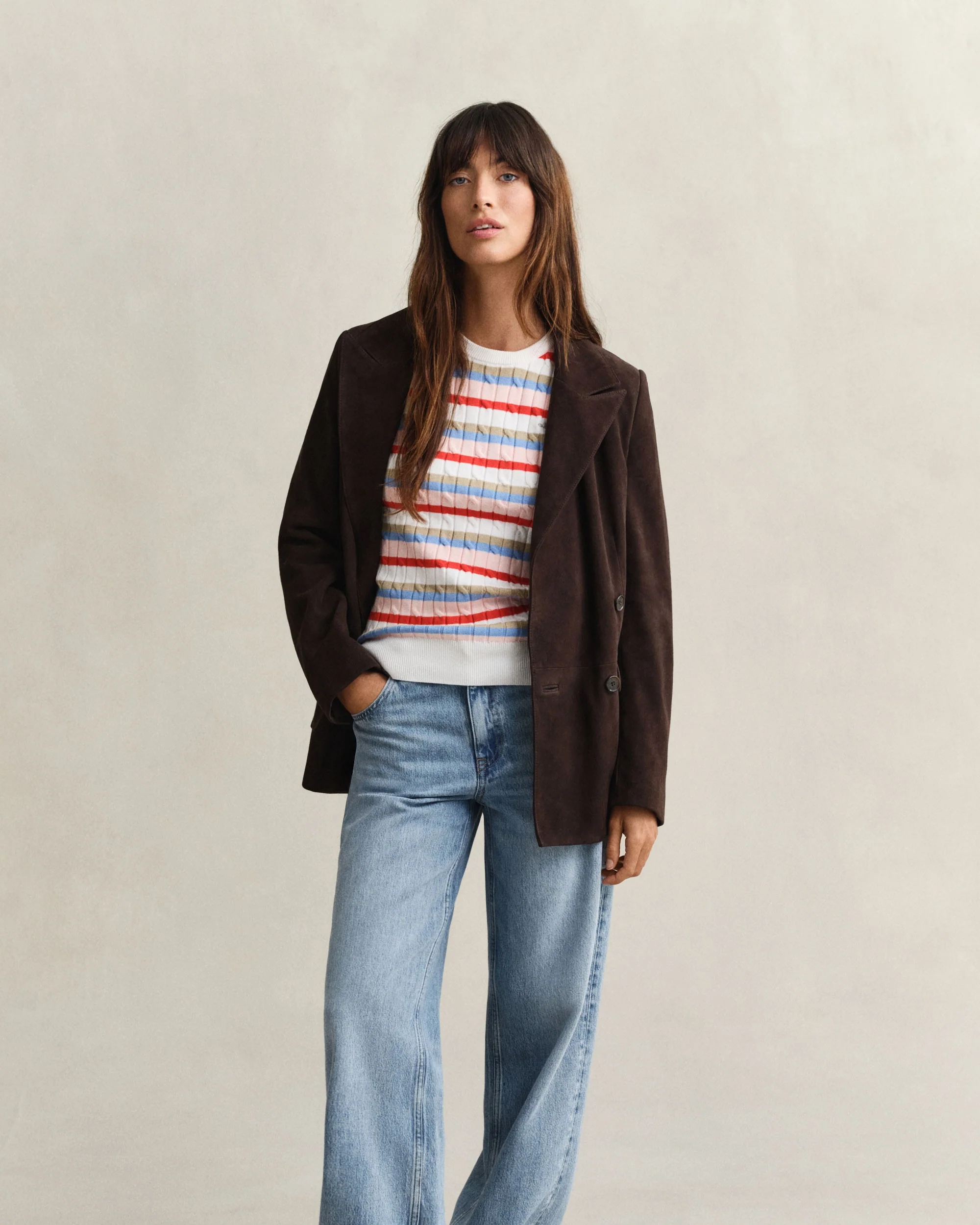 Stretch Cotton Cable Stripe Crew Neck Sweater - Multicolor - Image 5