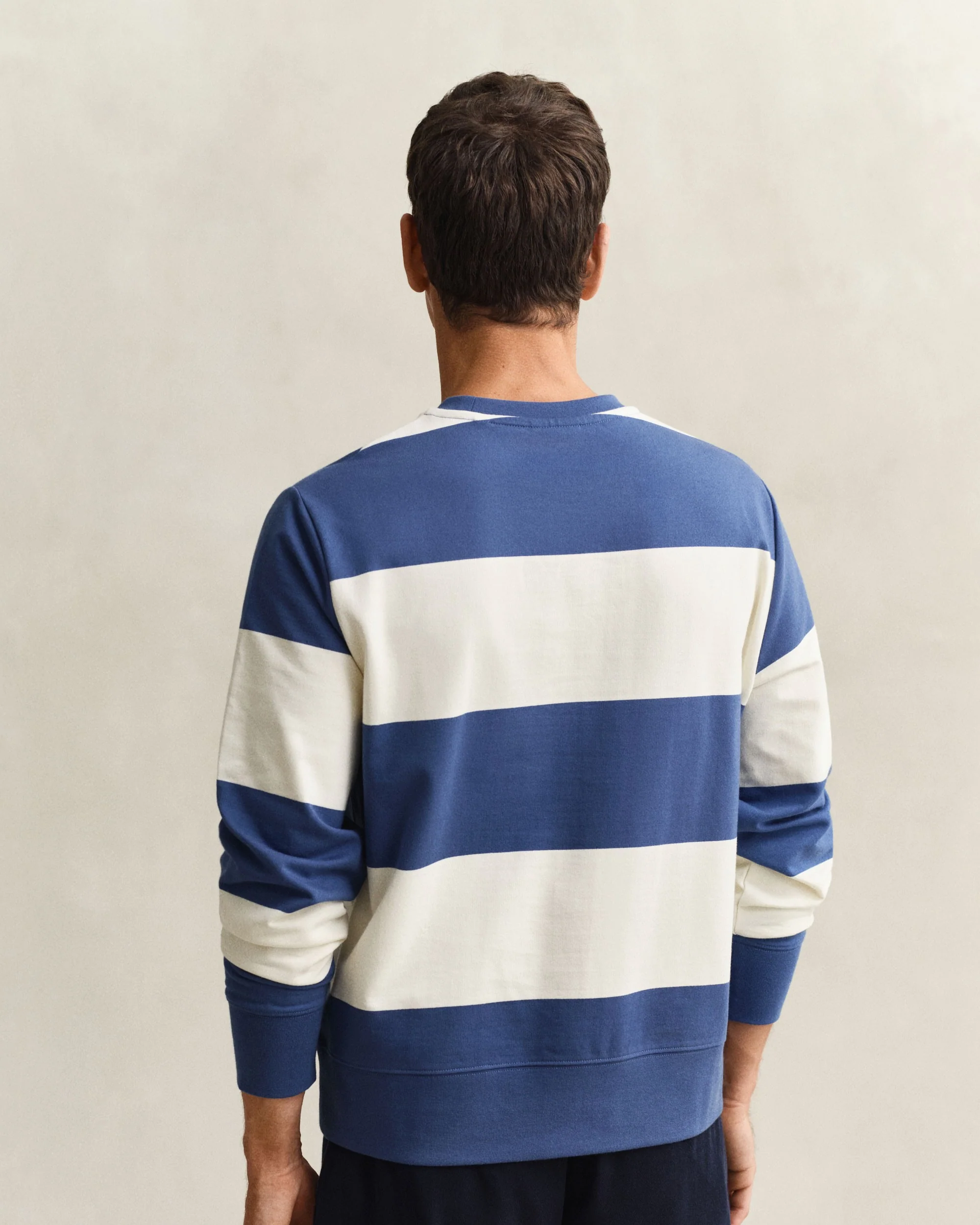 Striped C-Neck Sweater - Vintage Blue - Image 3