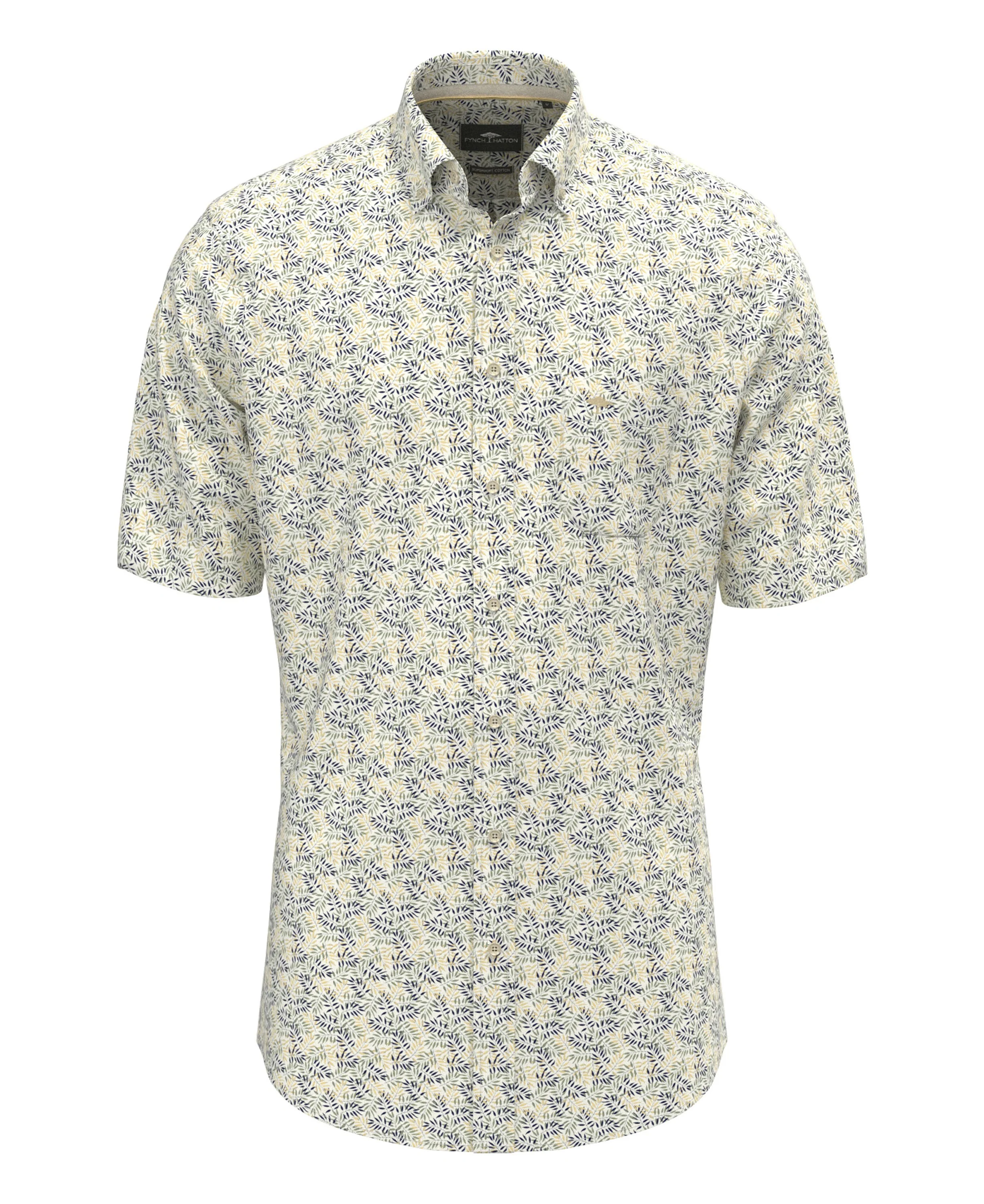Summer Flower Print Button Down Shirt - Pale Yellow
