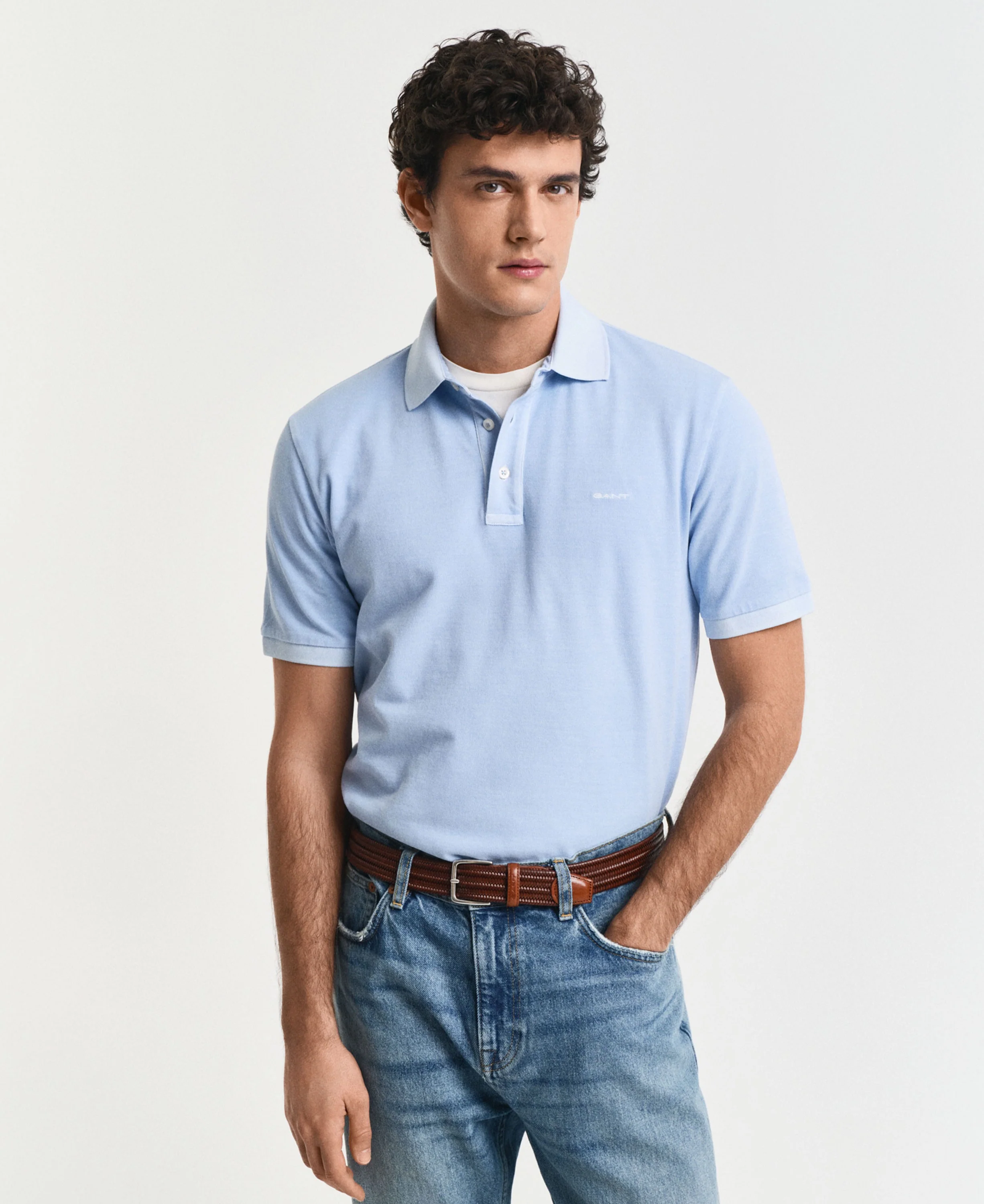 Sunfaded Piqué Polo Shirt - Fresh Blue - Image 2