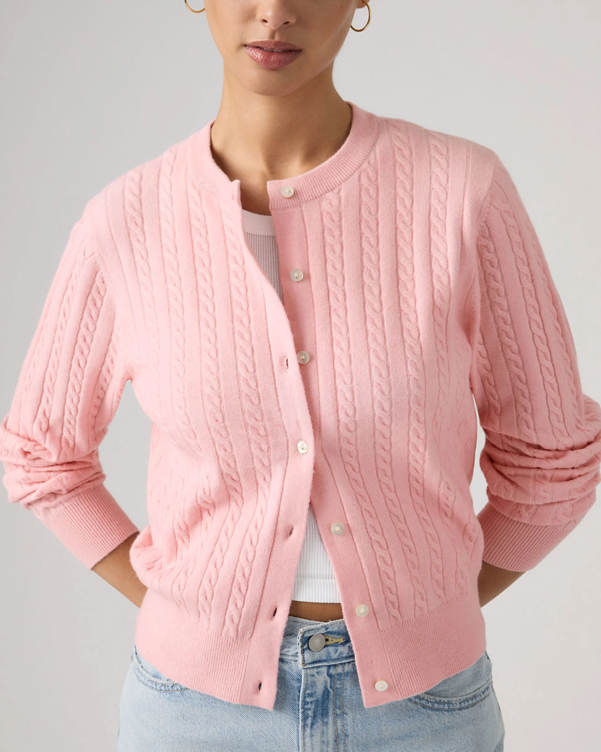 Super Soft Crewneck Cardi - Coral Blush - Image 2