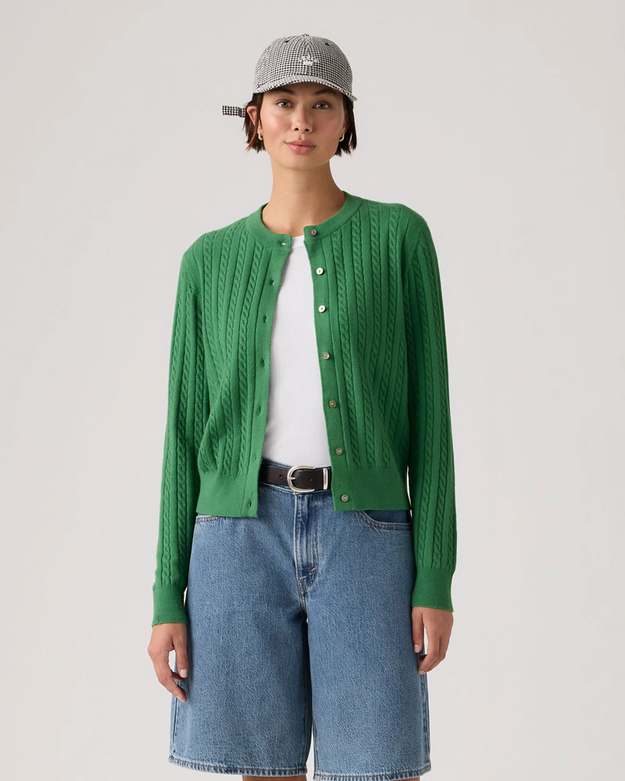 Super Soft Crewneck Cardi - Pine Green - Image 4