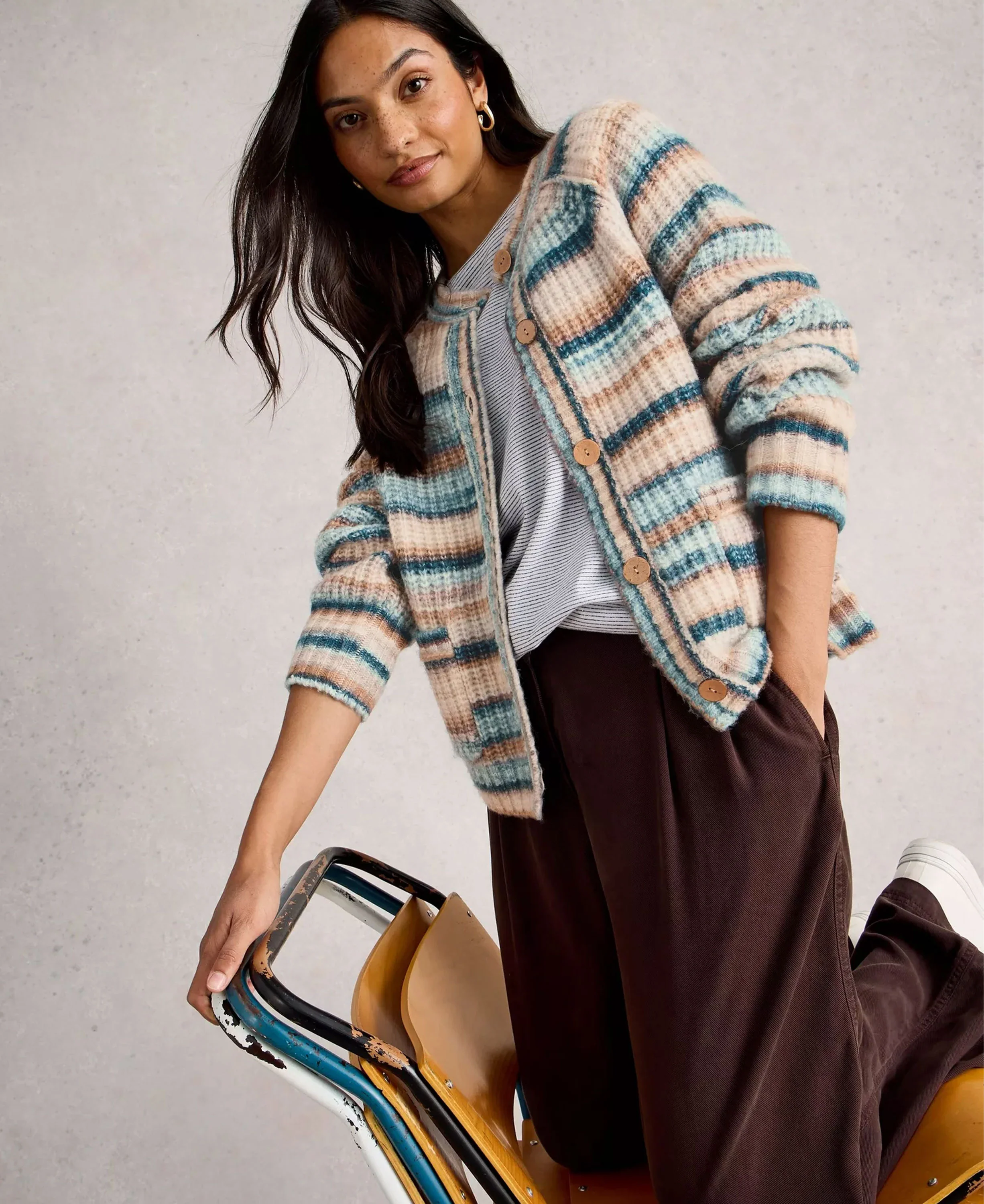 Suzanna Crew Cardi - Blue Multi - Image 2