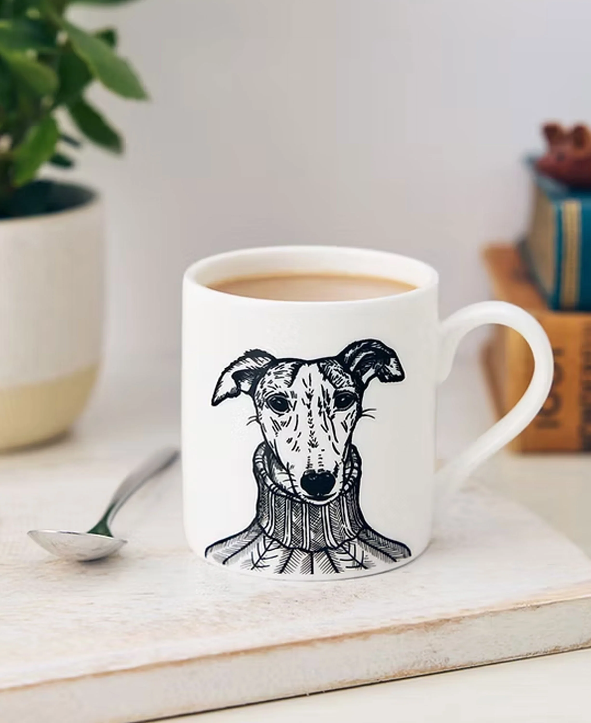 Sybil Whippet Bone China Mug - Opaque Black - Image 2