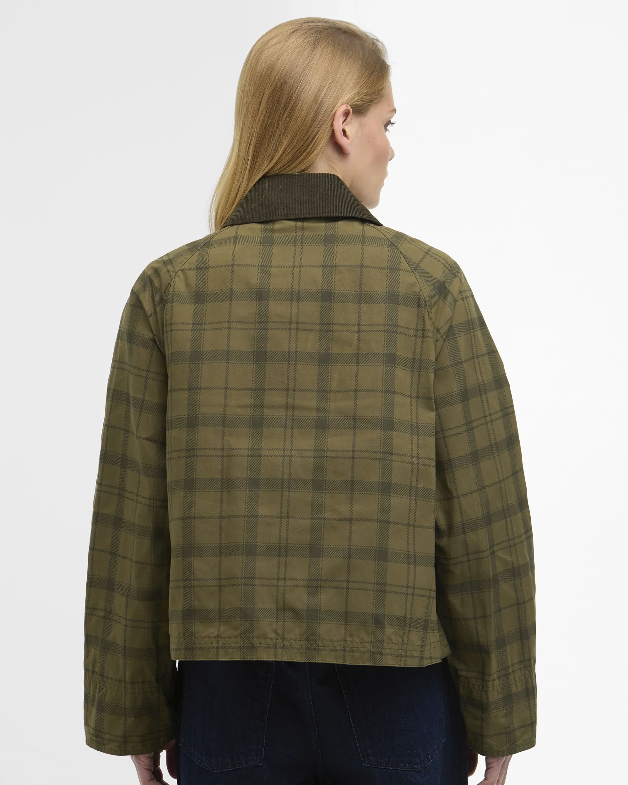 Tartan Cropped Beadnell Casual Jacket - Dusky Green Tartan/Highland - Image 3