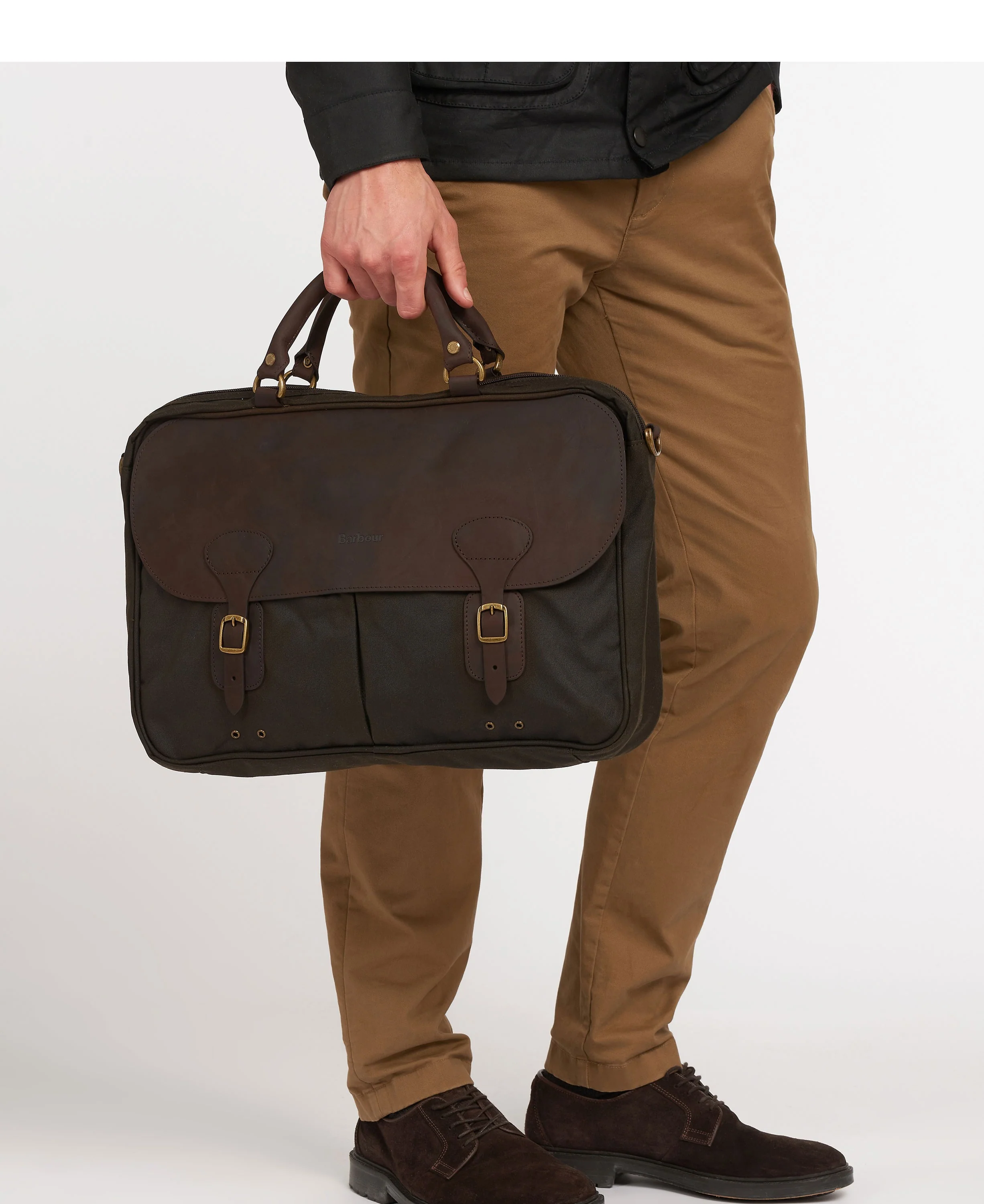 Wax Leather Briefcase - Olive - Image 4