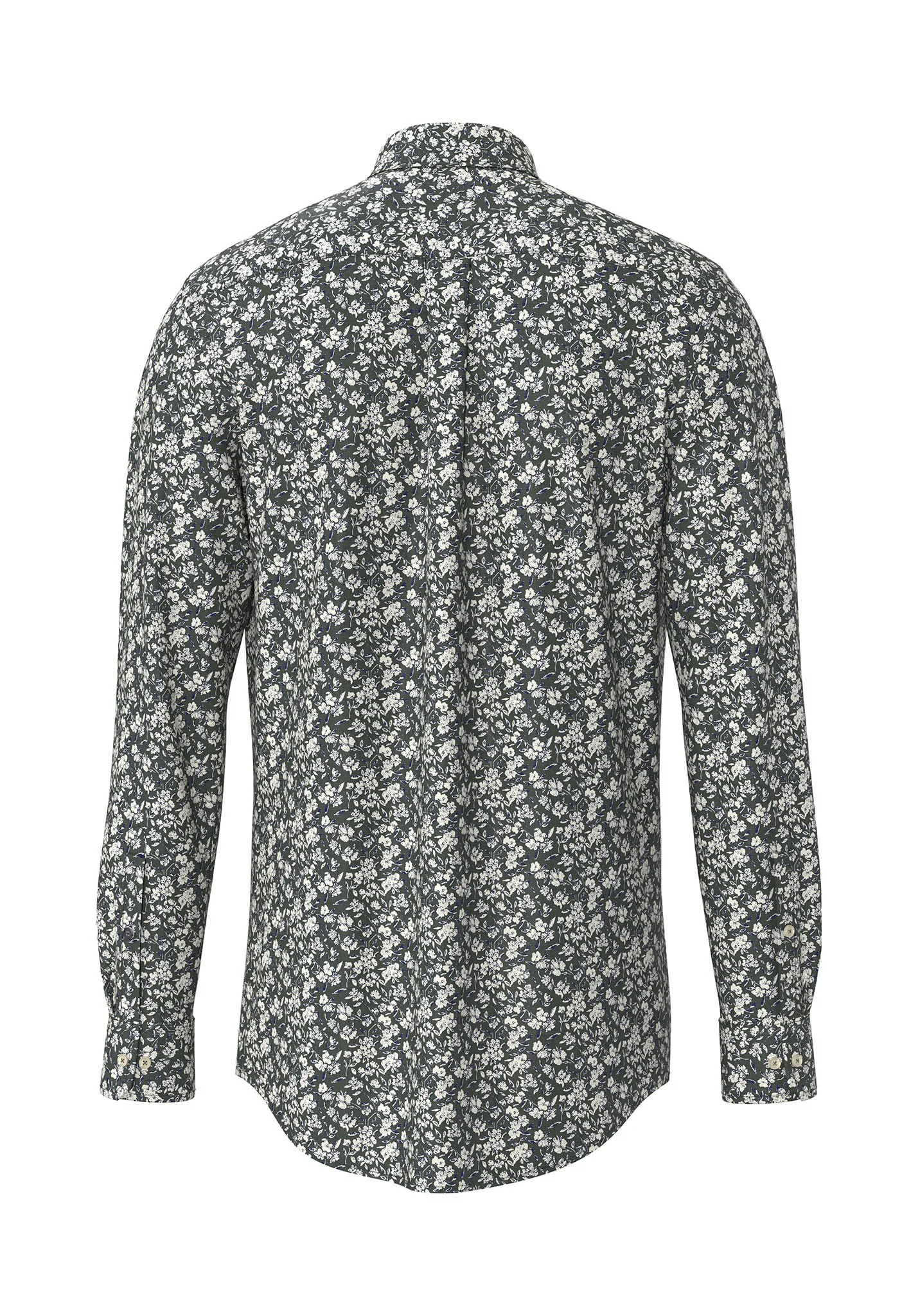 Winter Flower Print Button Down Shirt - Dark Ivy - Image 2