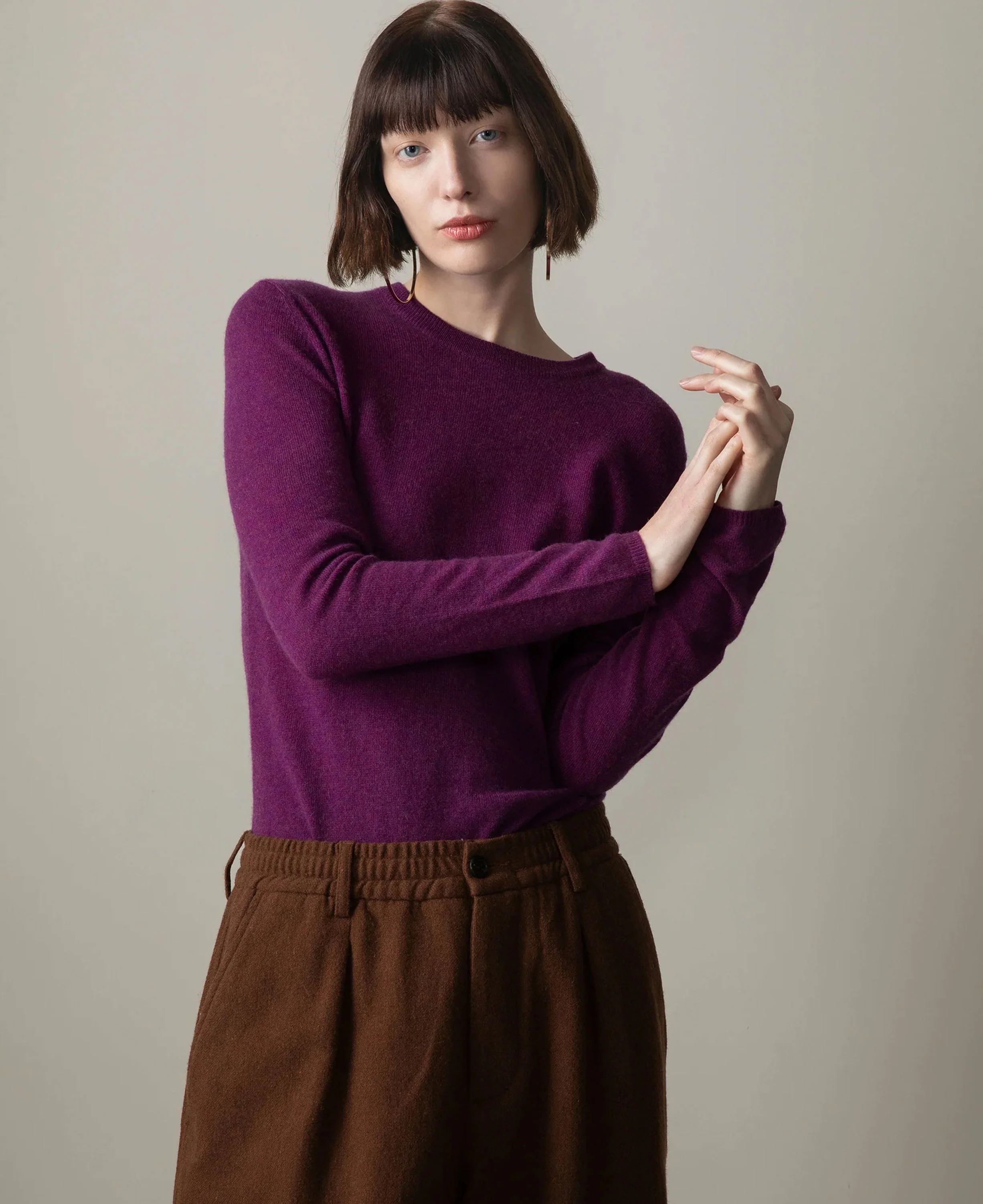 Cashmere Crew Neck Jumper - Sloeberry - Image 3