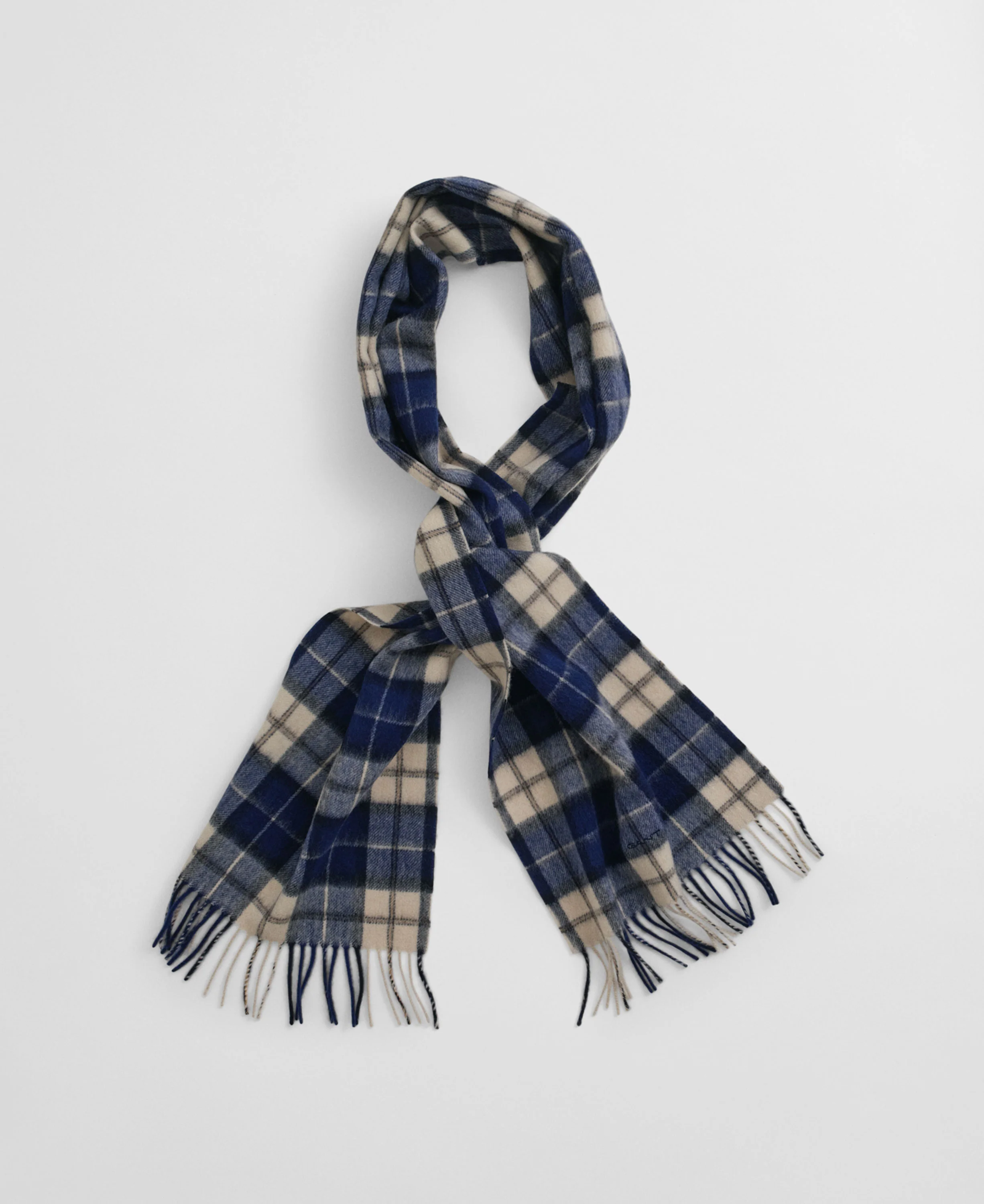 Wool Checked Scarf - Persian Blue - Image 2