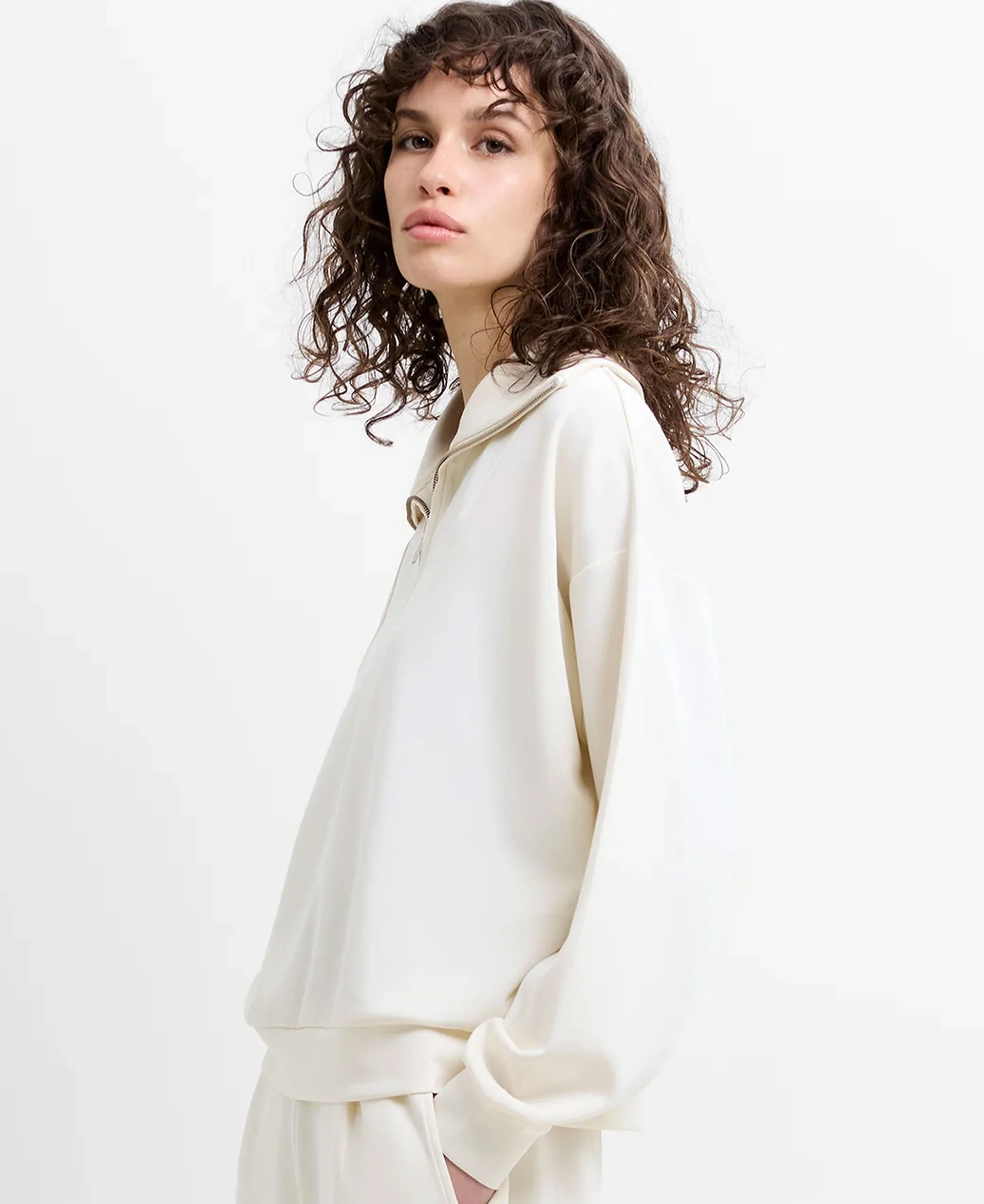 Wren Half Zip Sweatshirt - Porcelain Cream - Image 3