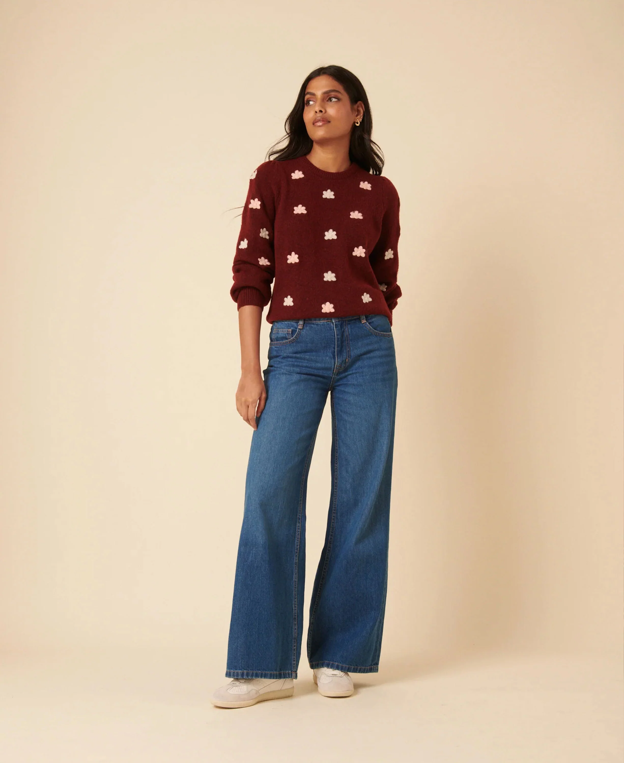 Flower Embroidered Jumper - Red - Image 4